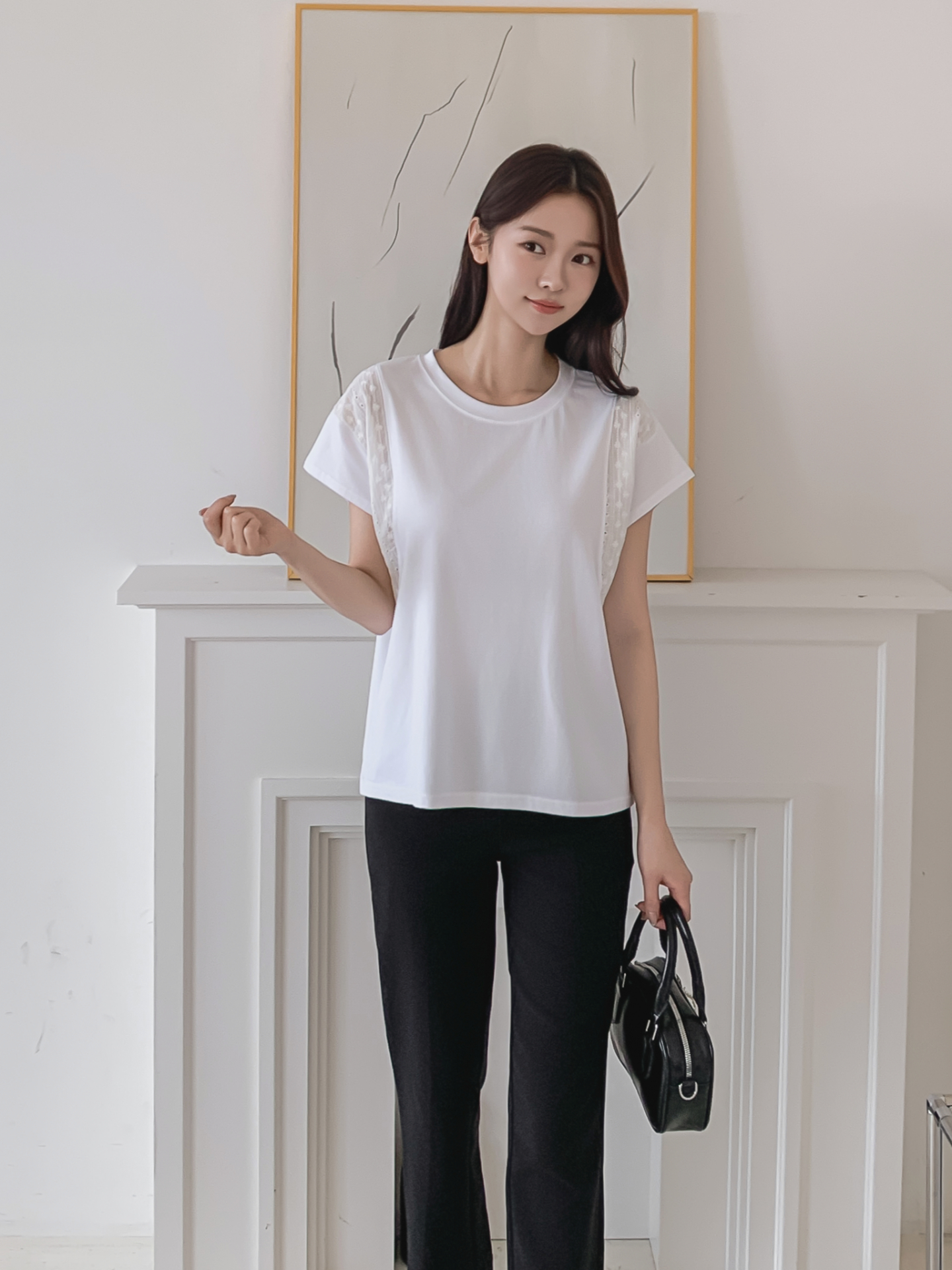 レースラウンドネック半袖Tシャツ | 詳細画像7