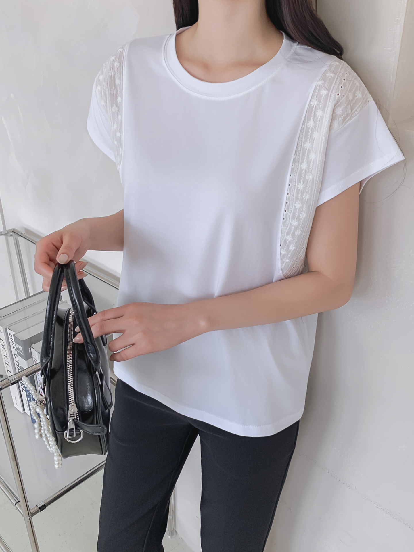 レースラウンドネック半袖Tシャツ | 詳細画像14