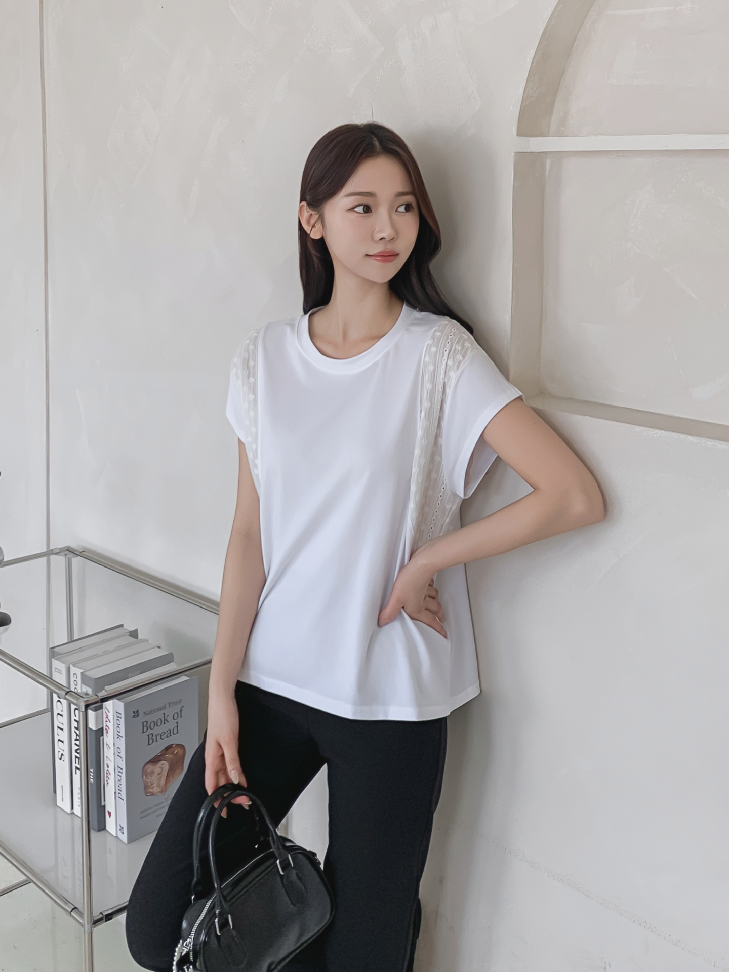 レースラウンドネック半袖Tシャツ | 詳細画像15