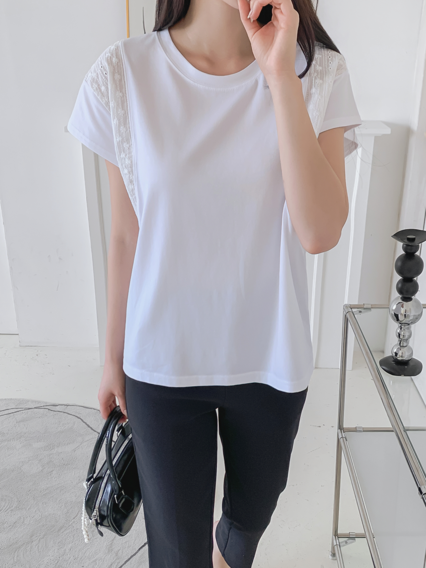 レースラウンドネック半袖Tシャツ | 詳細画像19