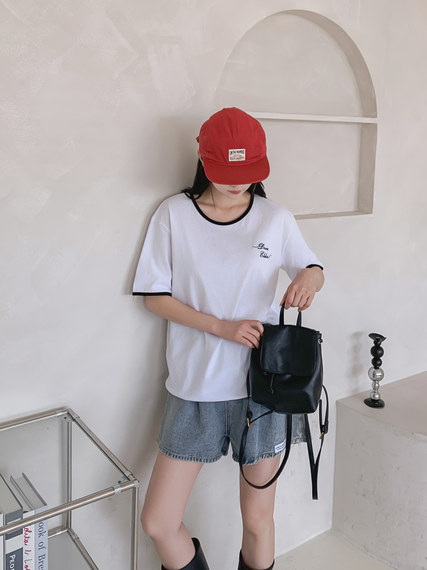コットンラウンドネック半袖レタリング配色ラインTシャツ | 詳細画像27