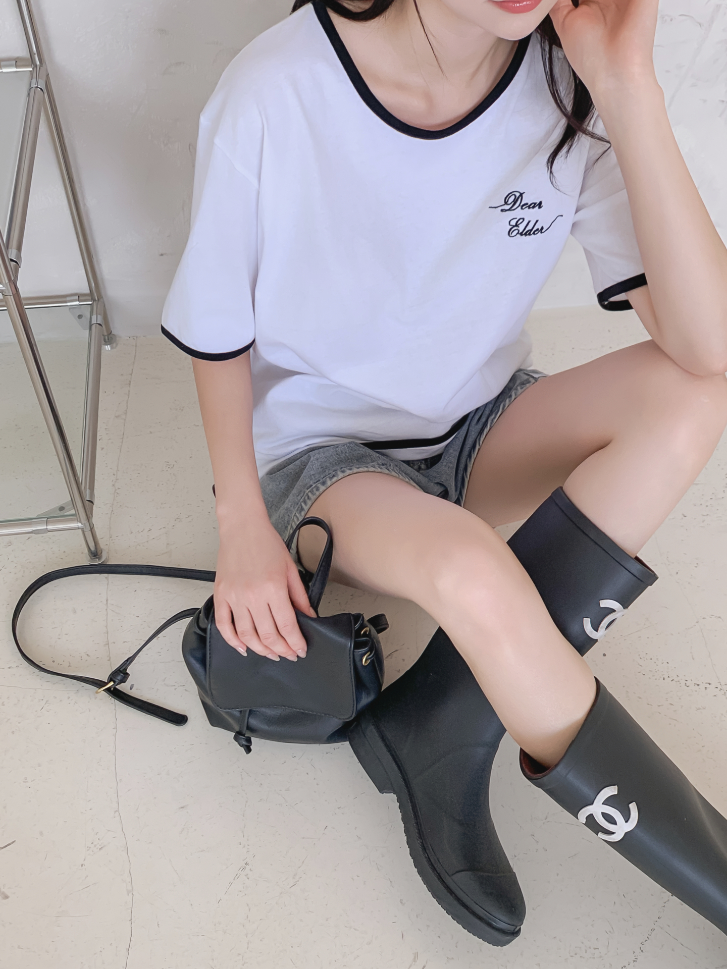 コットンラウンドネック半袖レタリング配色ラインTシャツ | 詳細画像33