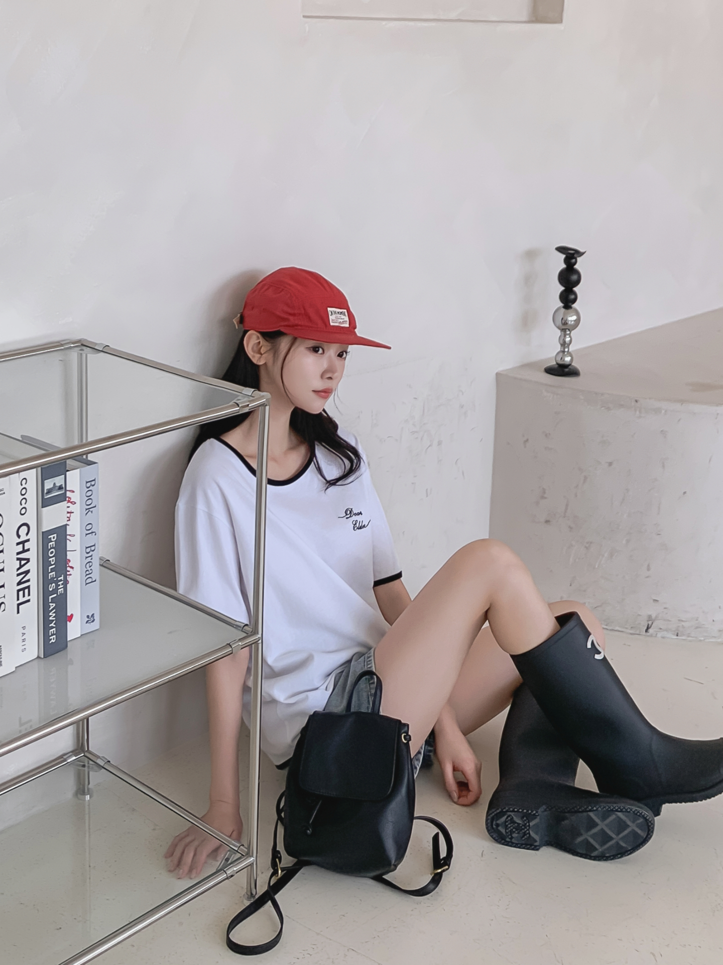 コットンラウンドネック半袖レタリング配色ラインTシャツ | 詳細画像35