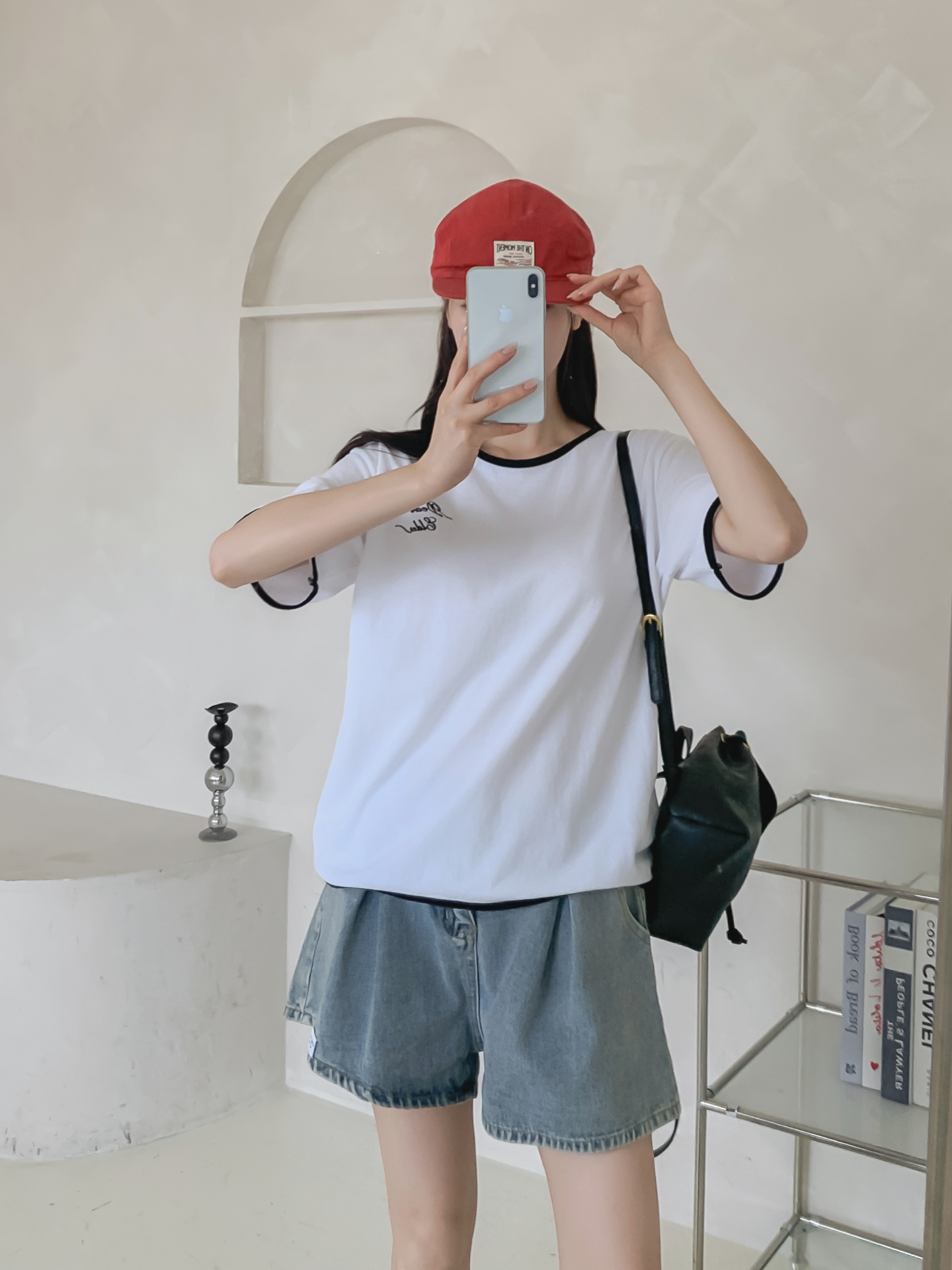 コットンラウンドネック半袖レタリング配色ラインTシャツ | 詳細画像40