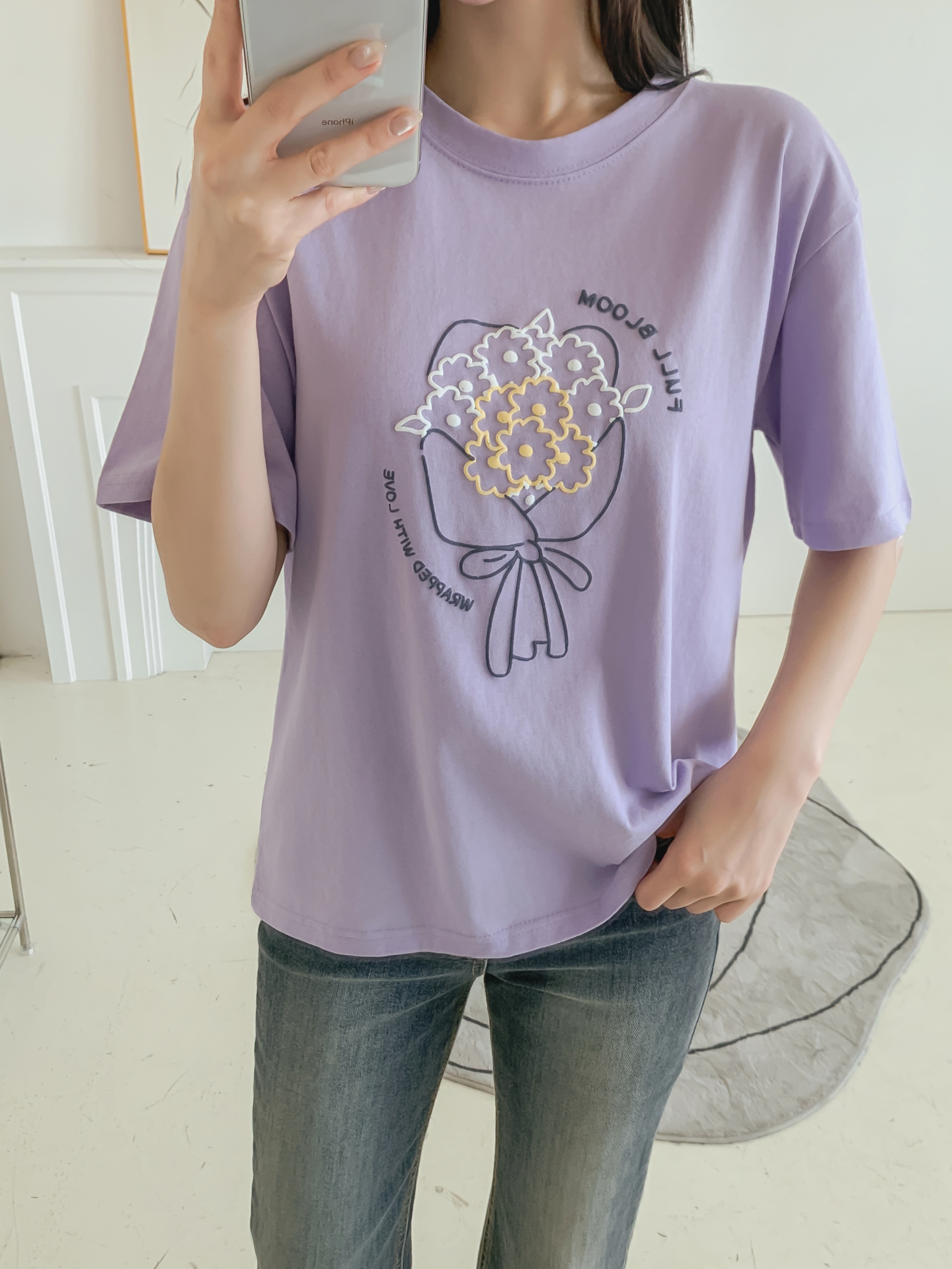 コットンラウンドネック半袖プリントTシャツ | 詳細画像38