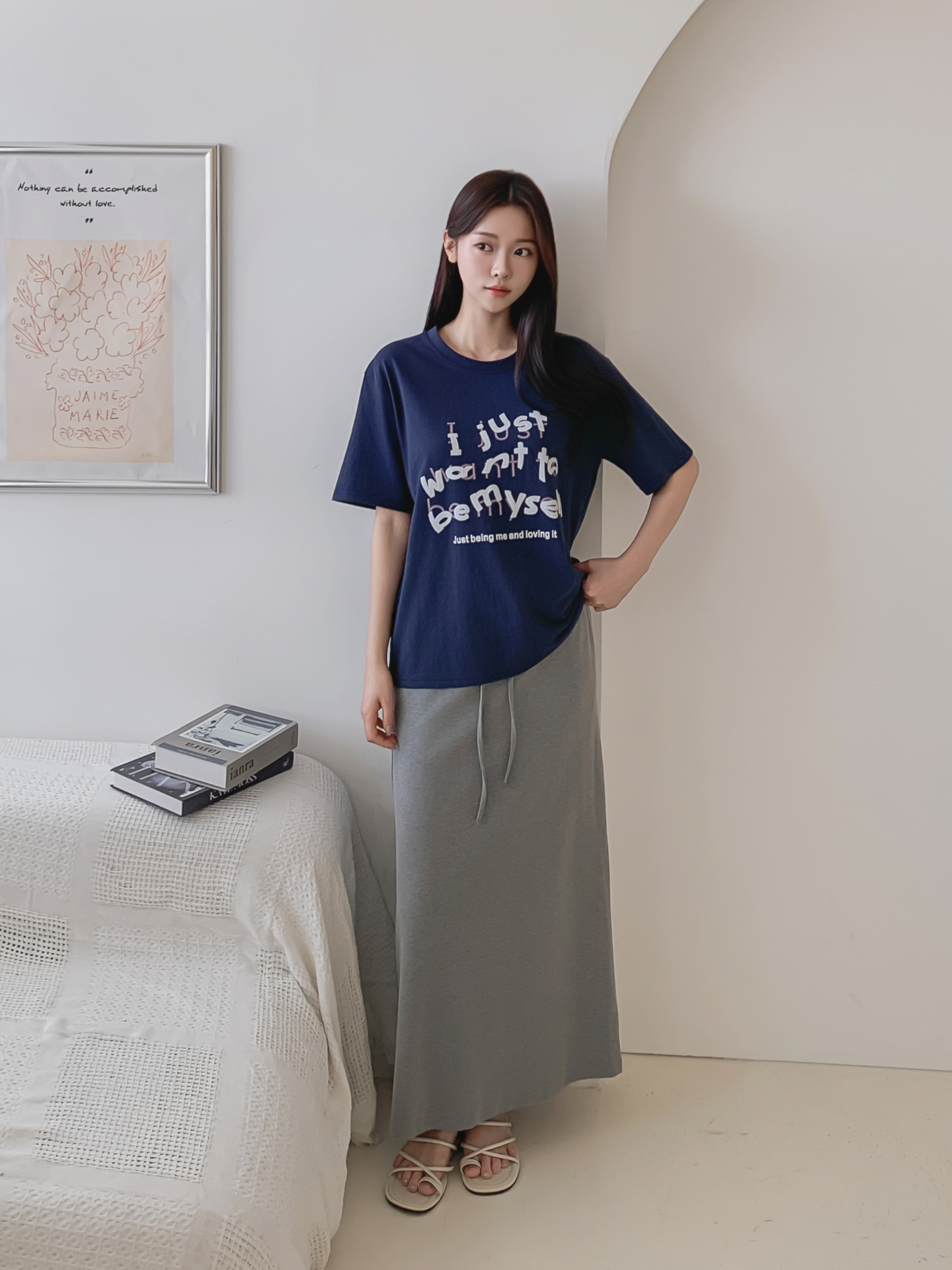 コットンラウンドネック半袖レタリングTシャツ | 詳細画像4