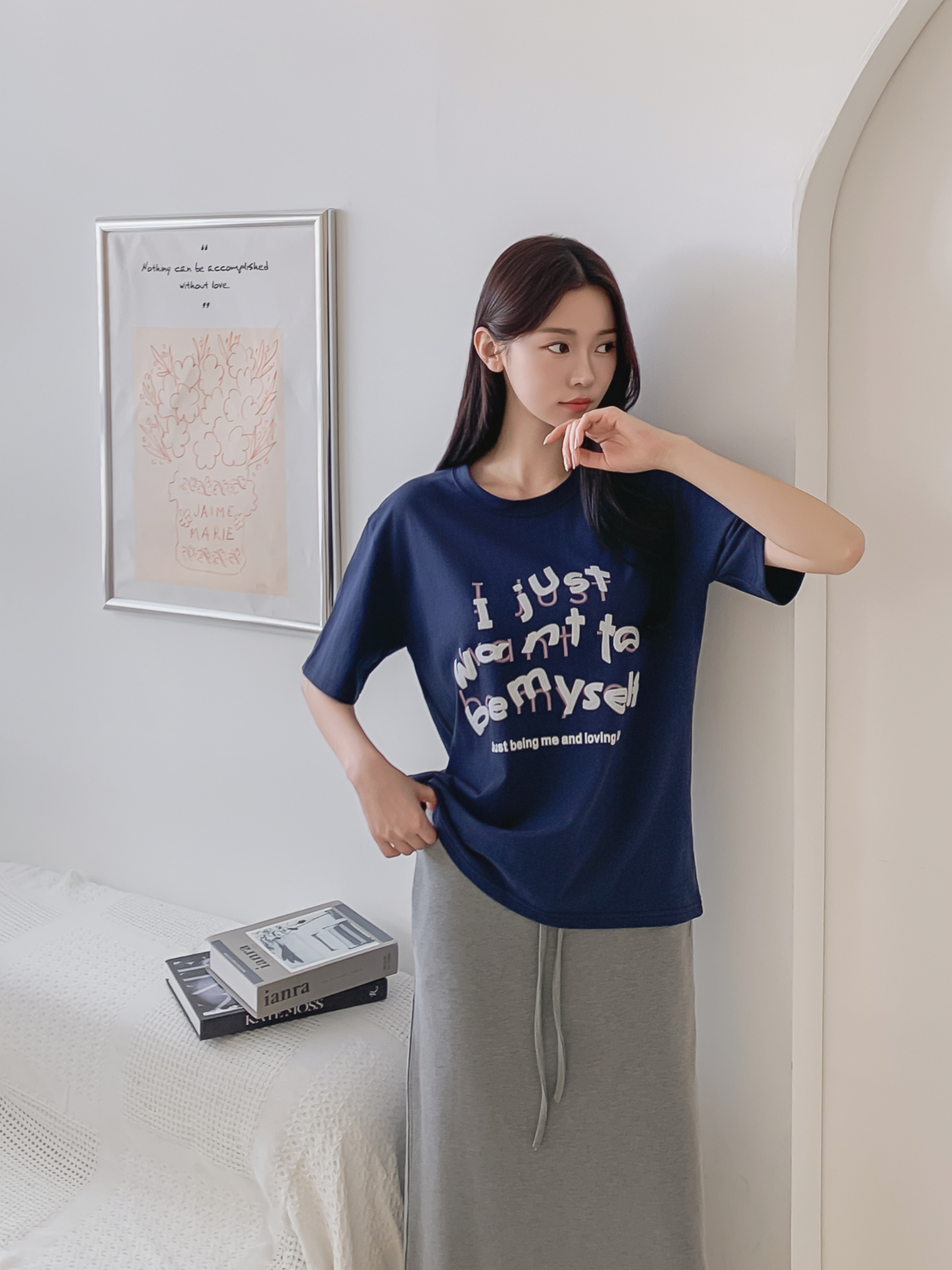コットンラウンドネック半袖レタリングTシャツ | 詳細画像6