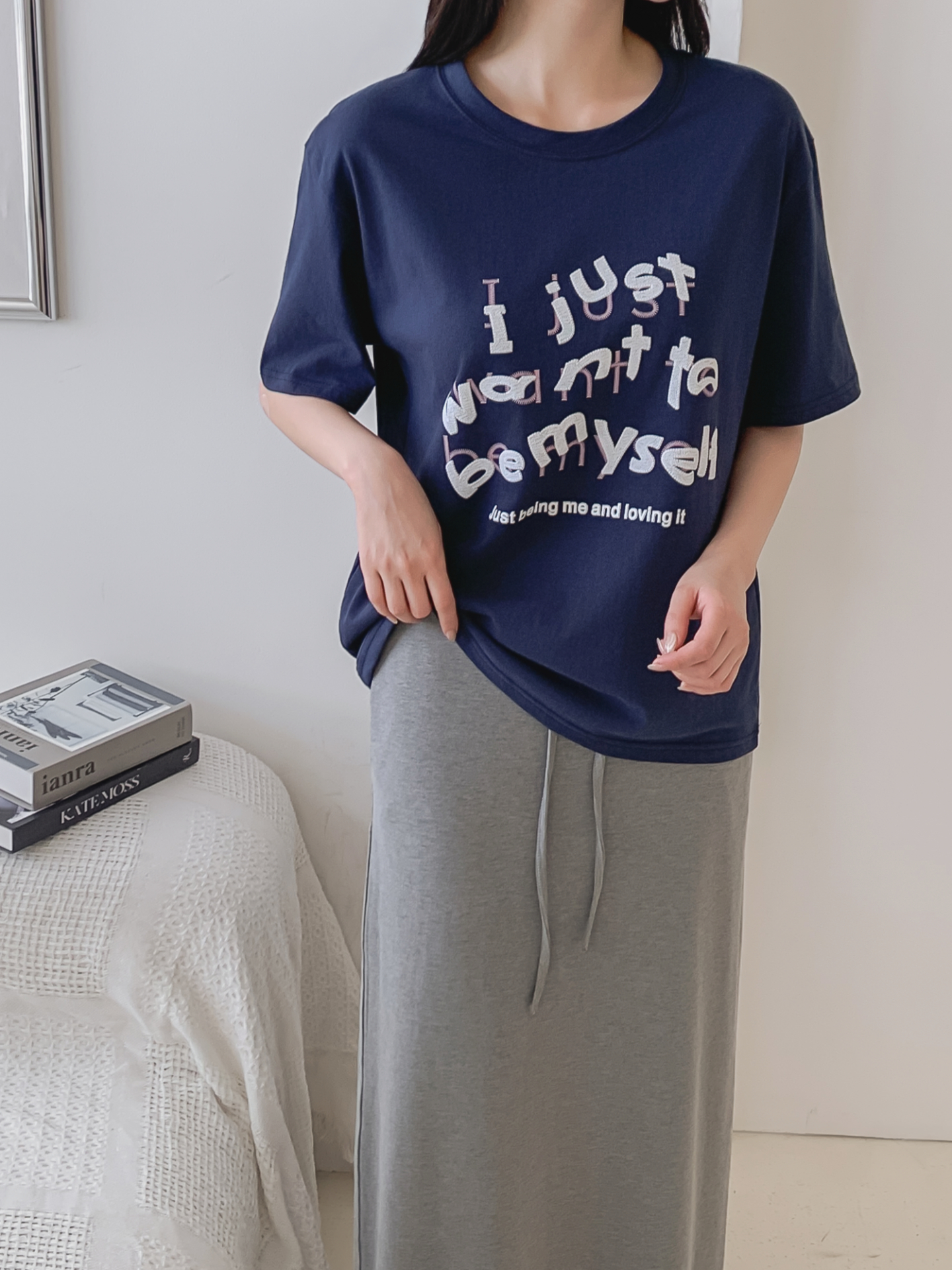 コットンラウンドネック半袖レタリングTシャツ | 詳細画像8