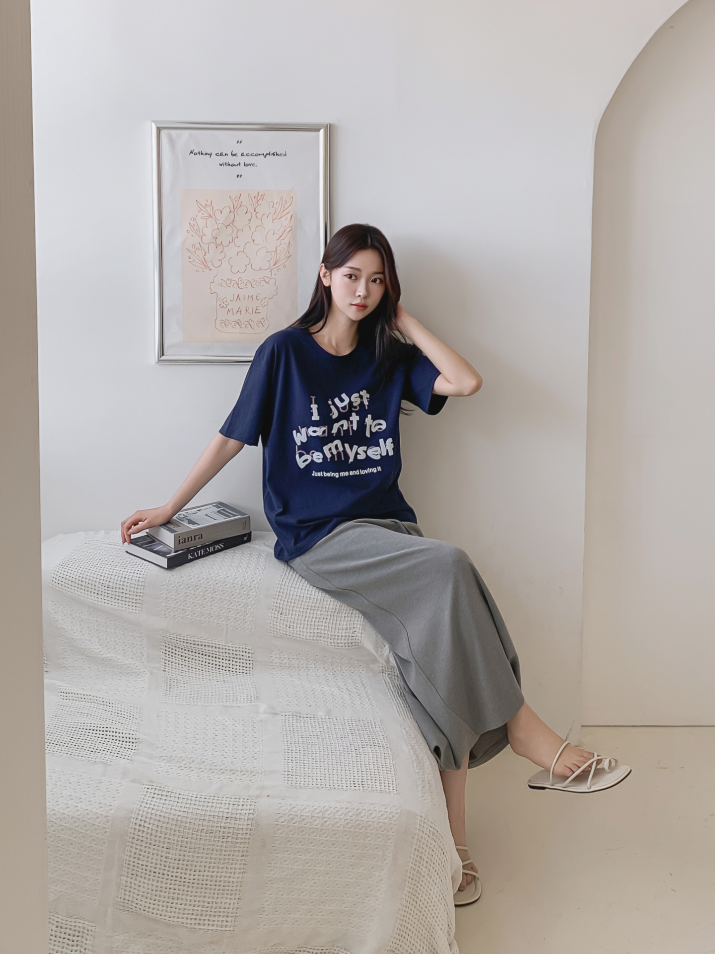 コットンラウンドネック半袖レタリングTシャツ | 詳細画像10