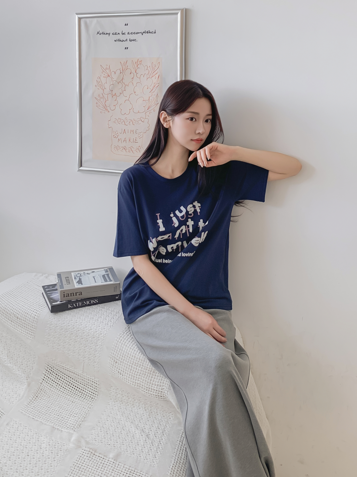 コットンラウンドネック半袖レタリングTシャツ | 詳細画像11
