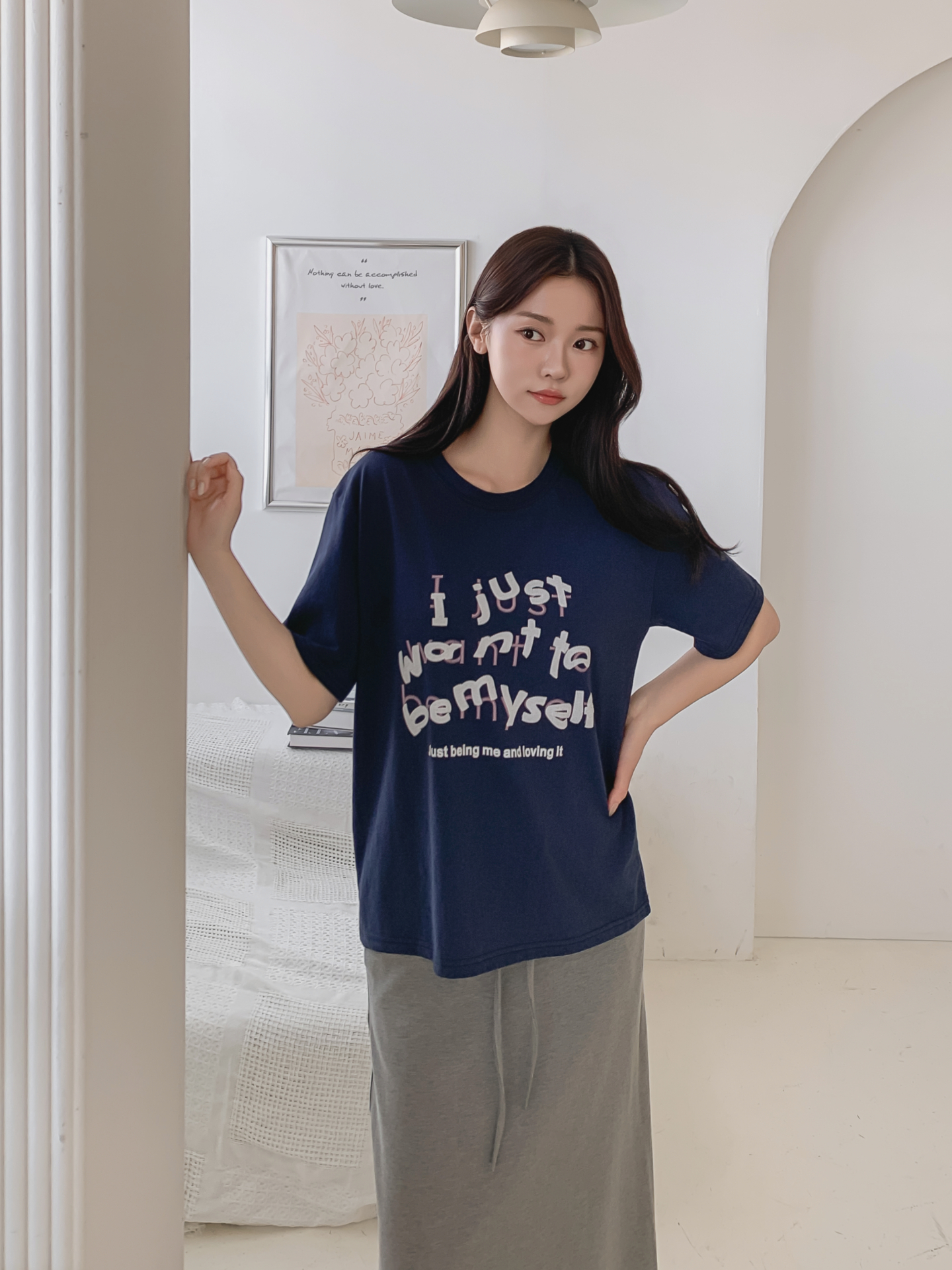 コットンラウンドネック半袖レタリングTシャツ | 詳細画像13