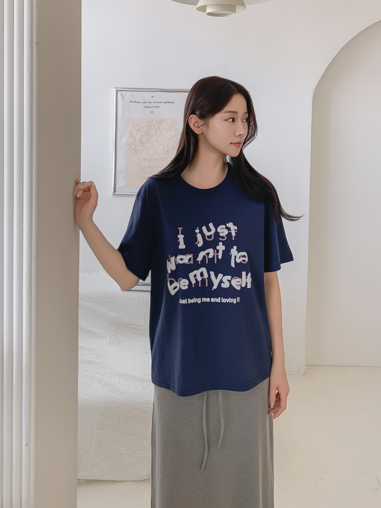 コットンラウンドネック半袖レタリングTシャツ | 詳細画像14