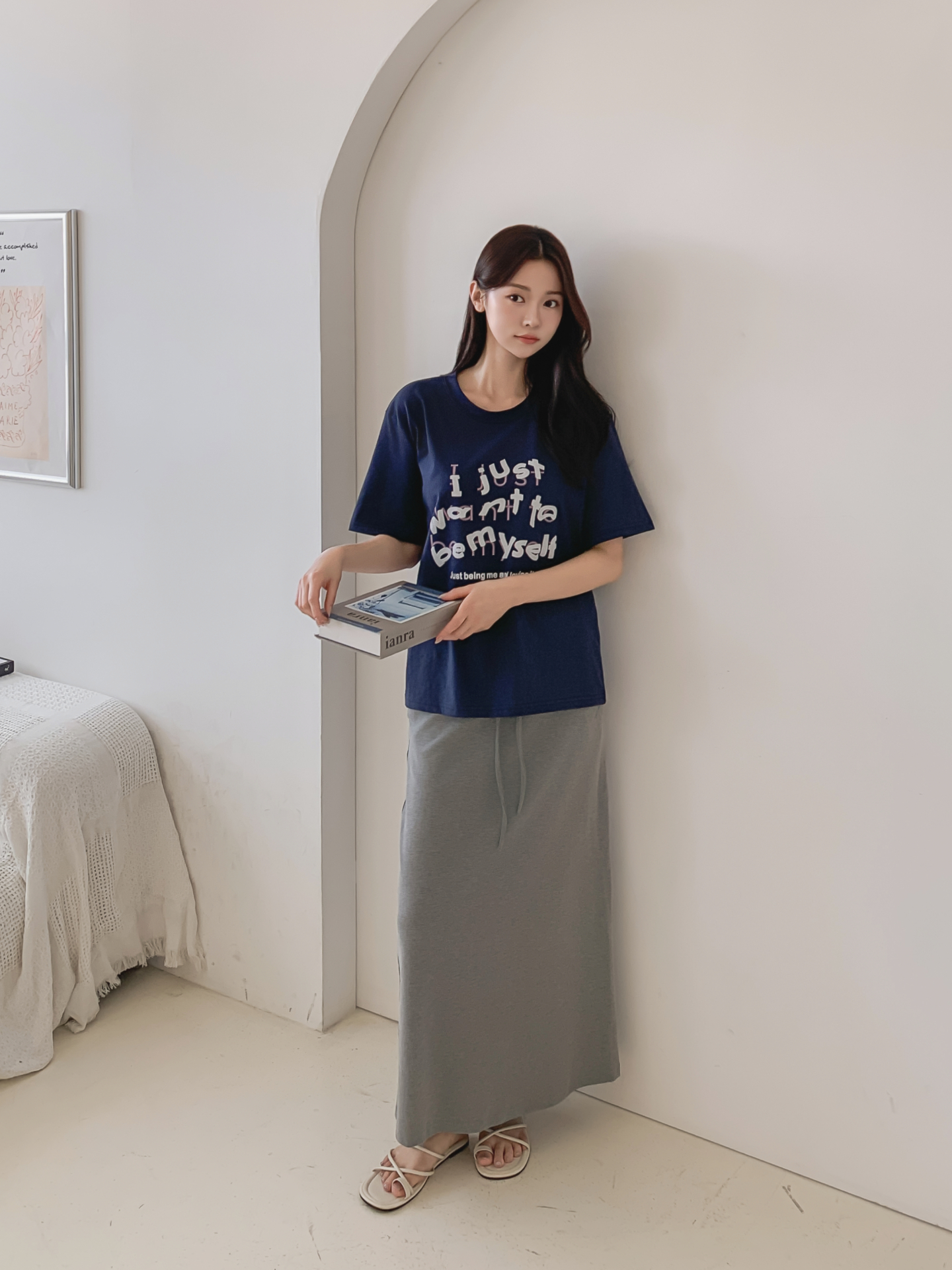 コットンラウンドネック半袖レタリングTシャツ | 詳細画像16