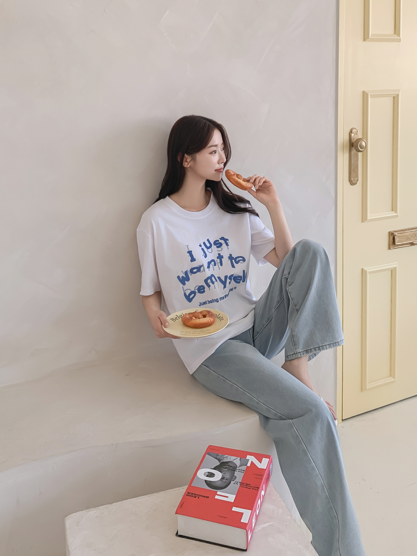 コットンラウンドネック半袖レタリングTシャツ | 詳細画像30