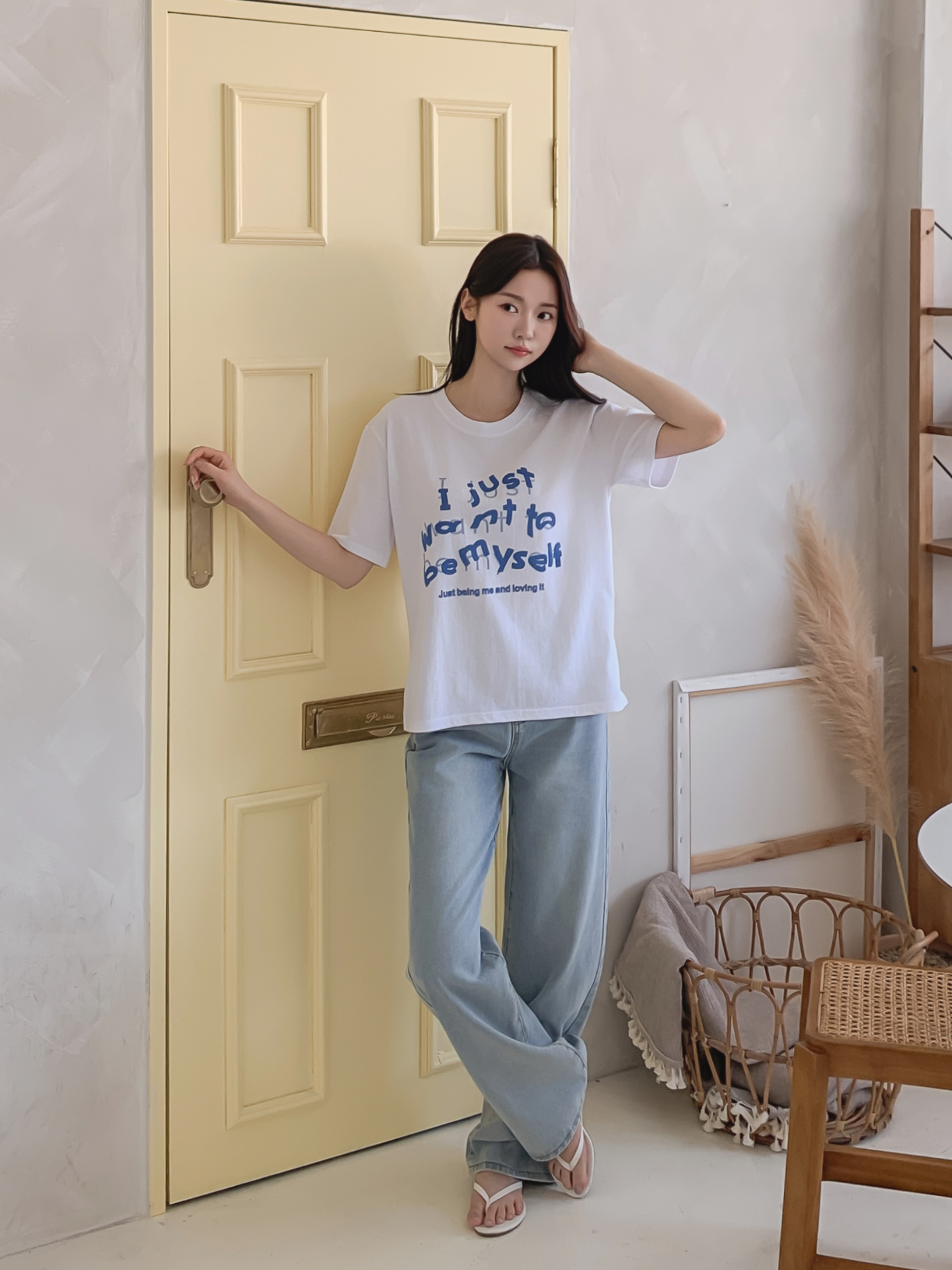 コットンラウンドネック半袖レタリングTシャツ | 詳細画像35