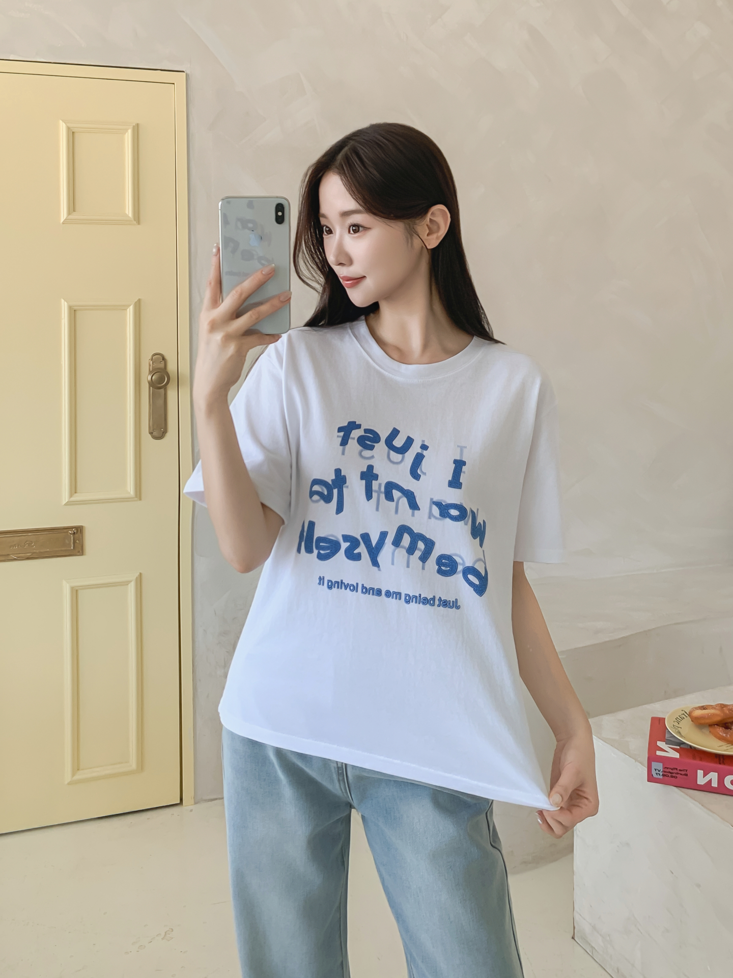 コットンラウンドネック半袖レタリングTシャツ | 詳細画像36