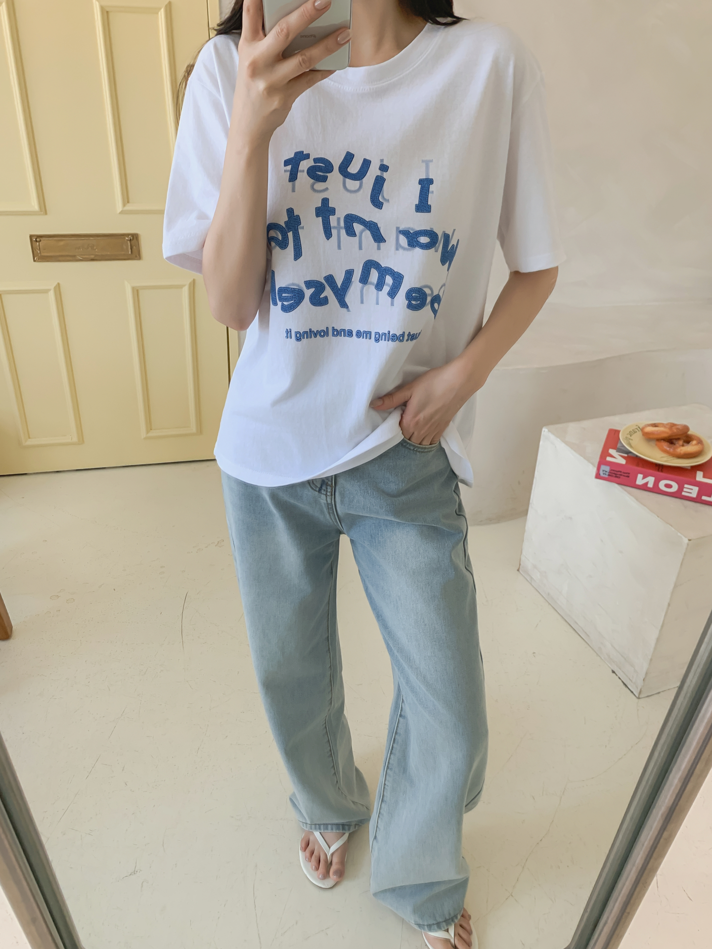 コットンラウンドネック半袖レタリングTシャツ | 詳細画像37