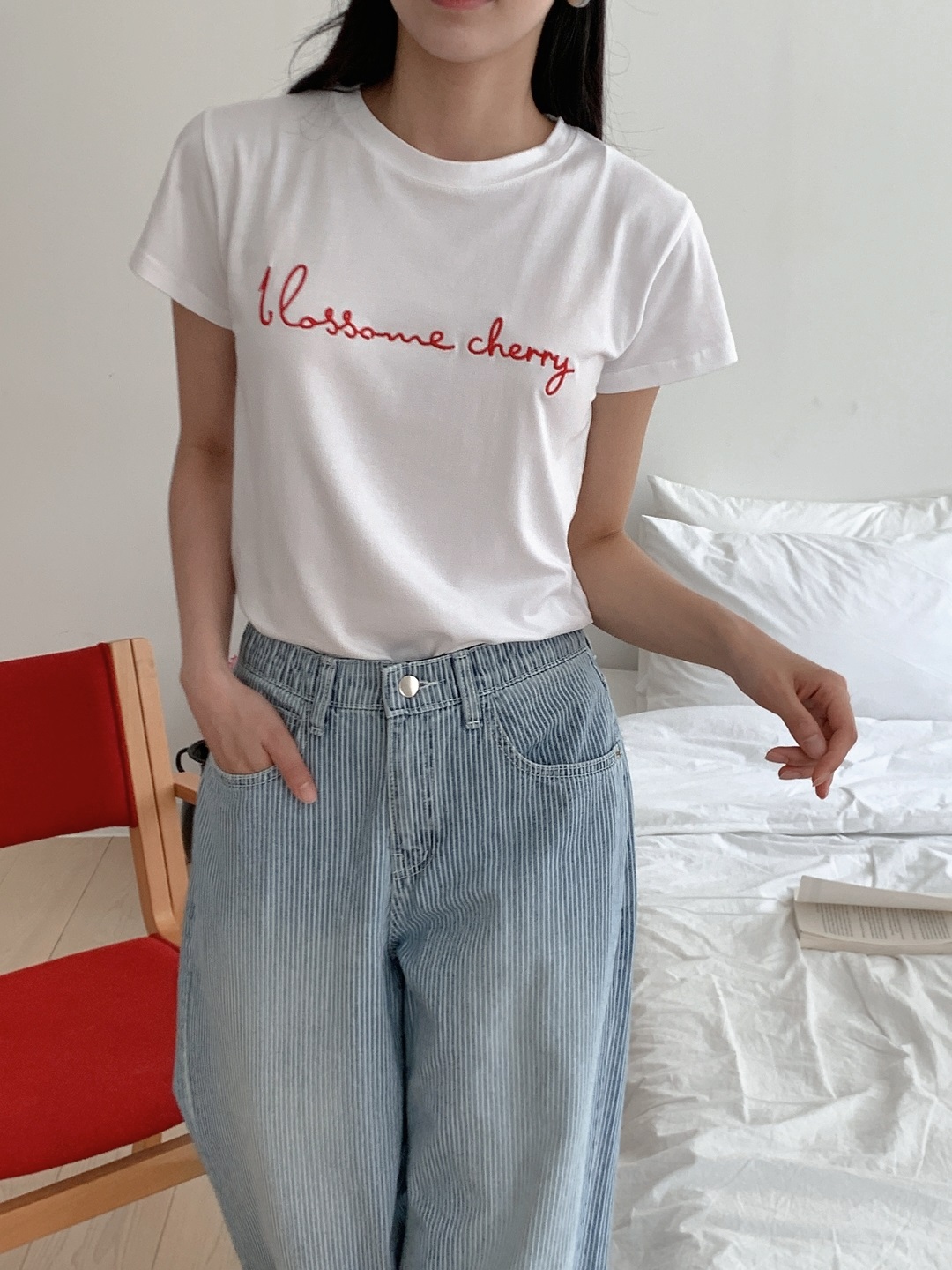 ラウンドネック半袖レタリングTシャツ | 詳細画像8