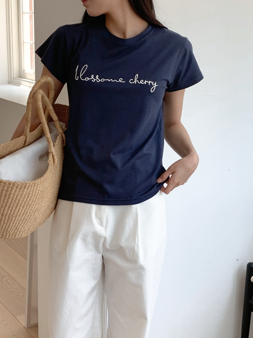 ラウンドネック半袖レタリングTシャツ | 詳細画像2