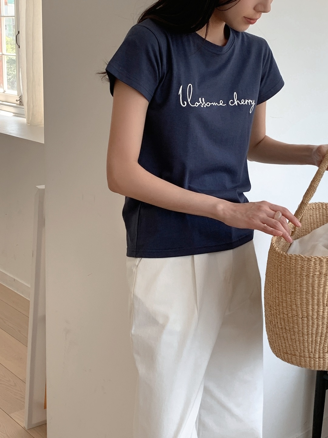 ラウンドネック半袖レタリングTシャツ | 詳細画像7