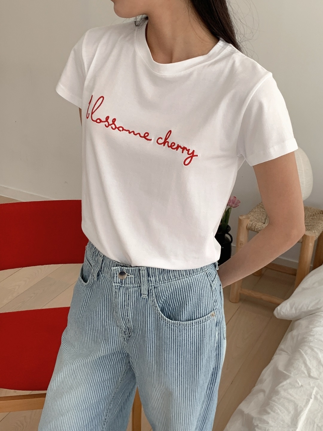 ラウンドネック半袖レタリングTシャツ | 詳細画像10