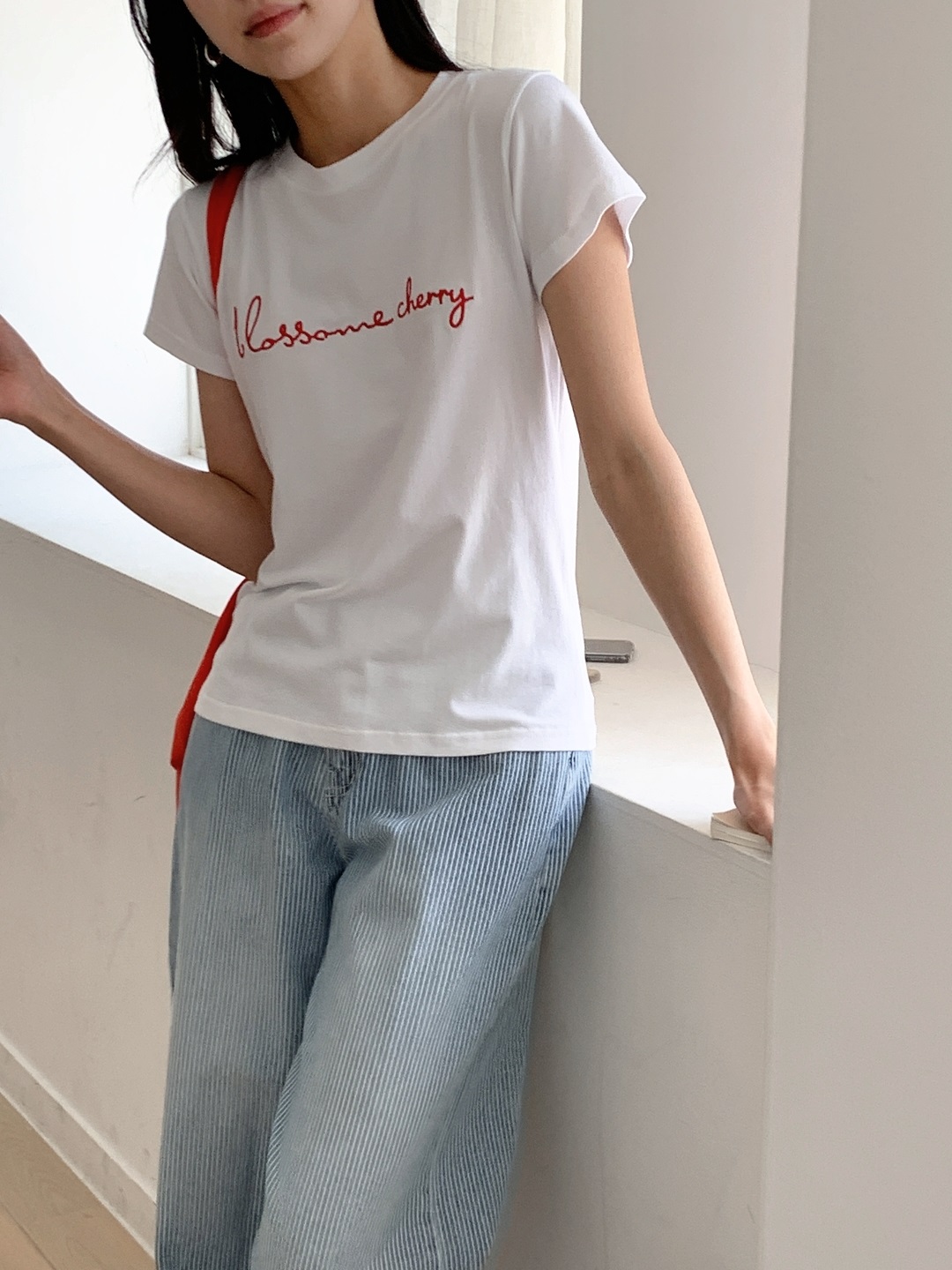 ラウンドネック半袖レタリングTシャツ | 詳細画像13