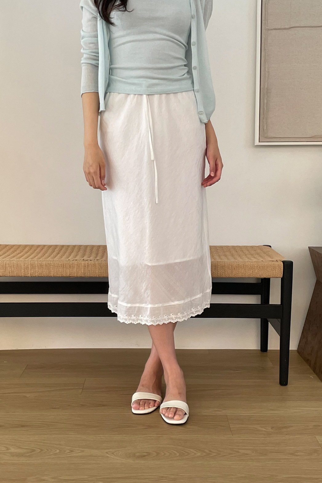 コットンナイロンHラインレースアップストライプスカート春夏秋 | DHOLIC | 詳細画像37