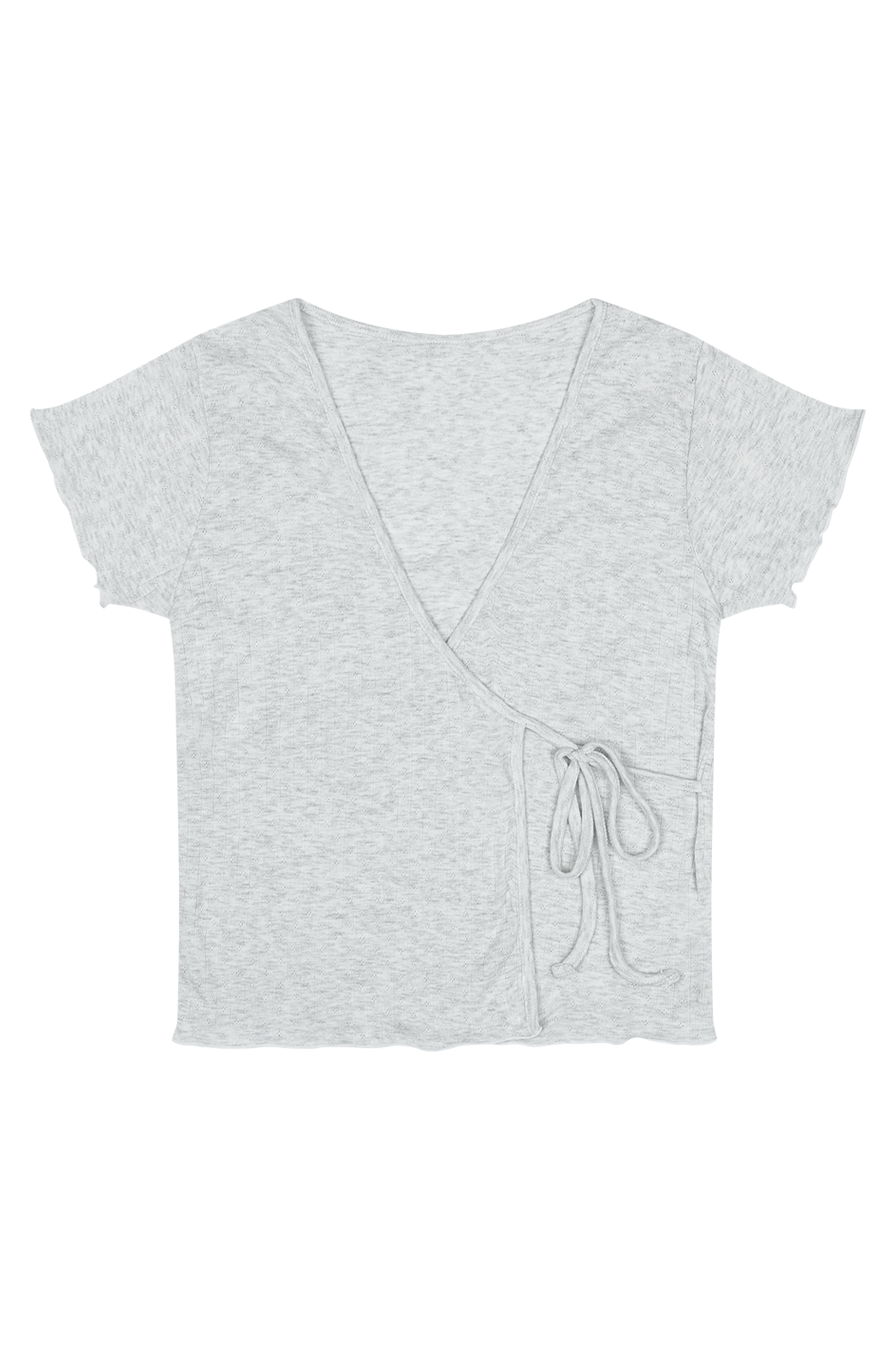 コットンリボン(固定)ストラップVネッククロップドラップ調レース無地TシャツSS | 詳細画像25