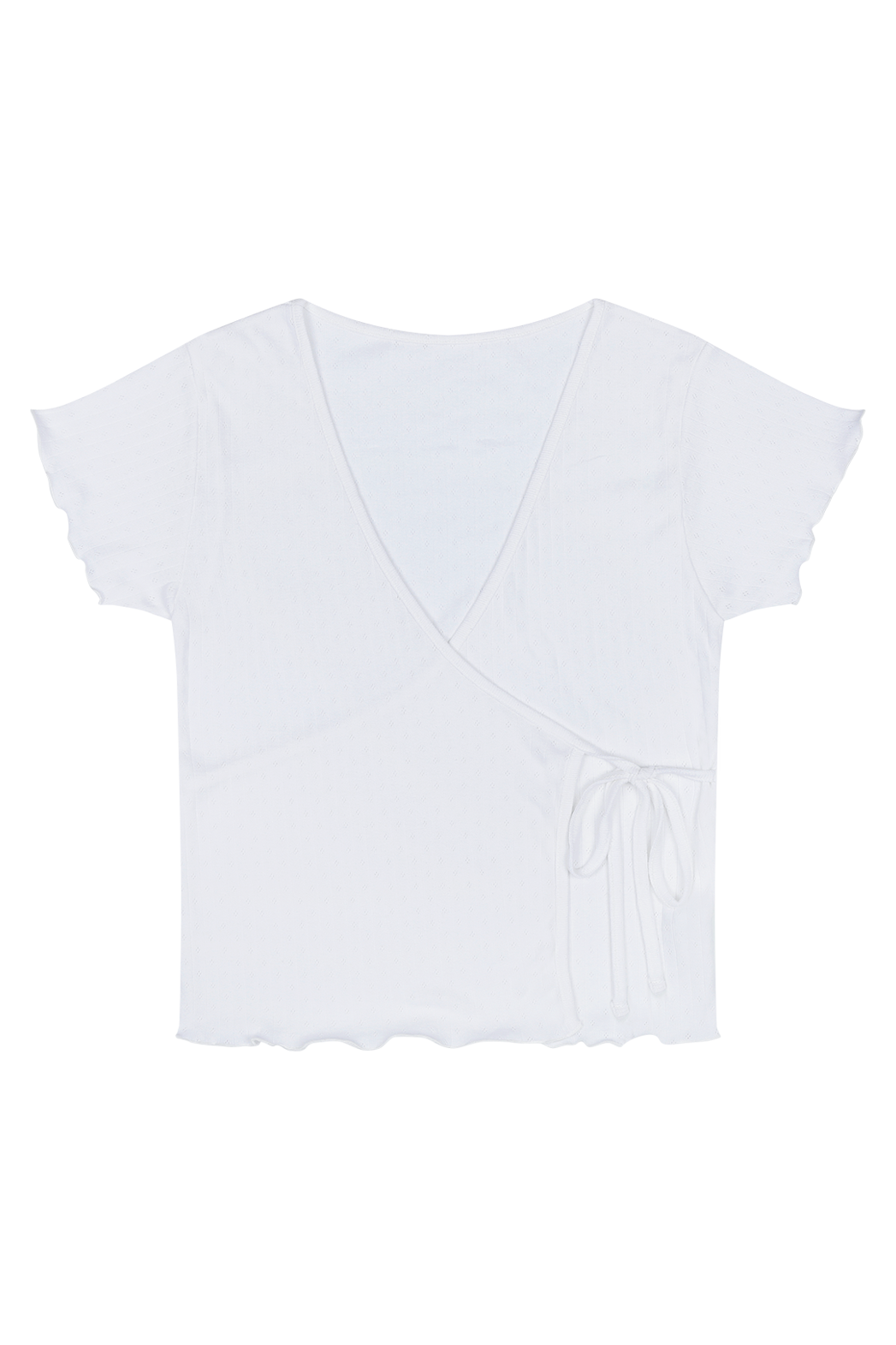 コットンリボン(固定)ストラップVネッククロップドラップ調レース無地TシャツSS | 詳細画像27