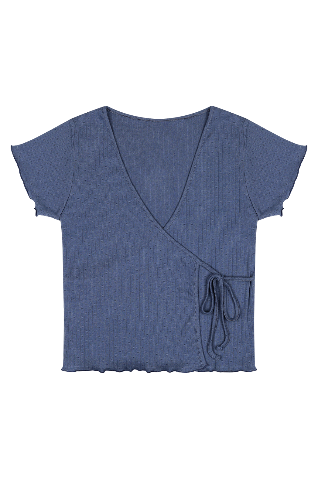 コットンリボン(固定)ストラップVネッククロップドラップ調レース無地TシャツSS | 詳細画像28