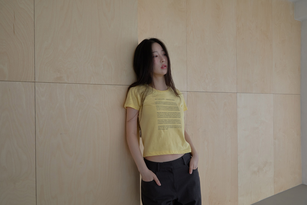 コットンクロップドスリムレタリング無地TシャツSS | 詳細画像2