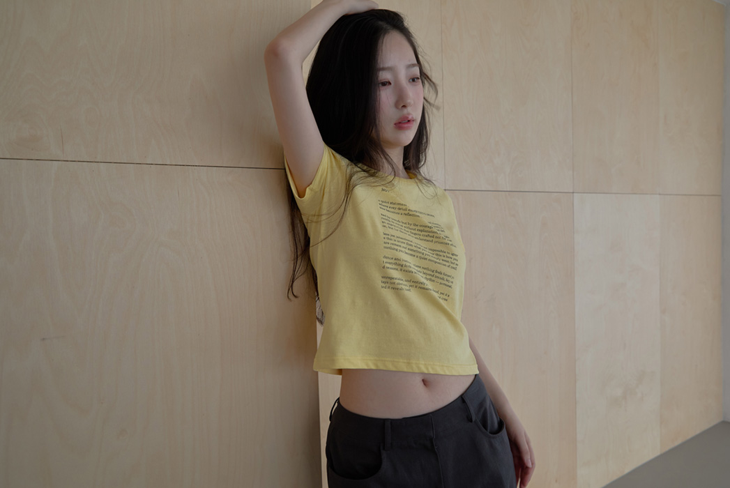 コットンクロップドスリムレタリング無地TシャツSS | 詳細画像3