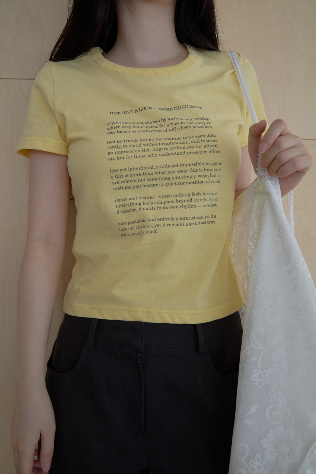 コットンクロップドスリムレタリング無地TシャツSS | 詳細画像5