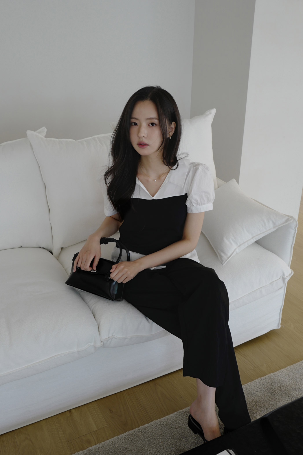 ベルベットナイロンピンタックロングワイド無地パンツ春夏秋 | DHOLIC | 詳細画像17