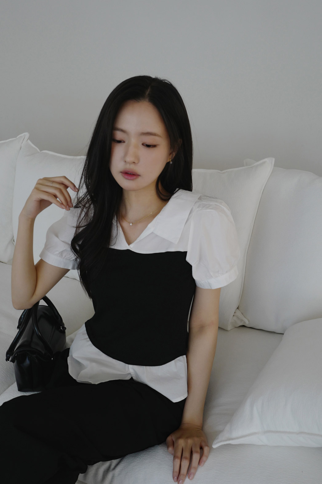 ベルベットナイロンピンタックロングワイド無地パンツ春夏秋 | DHOLIC | 詳細画像20