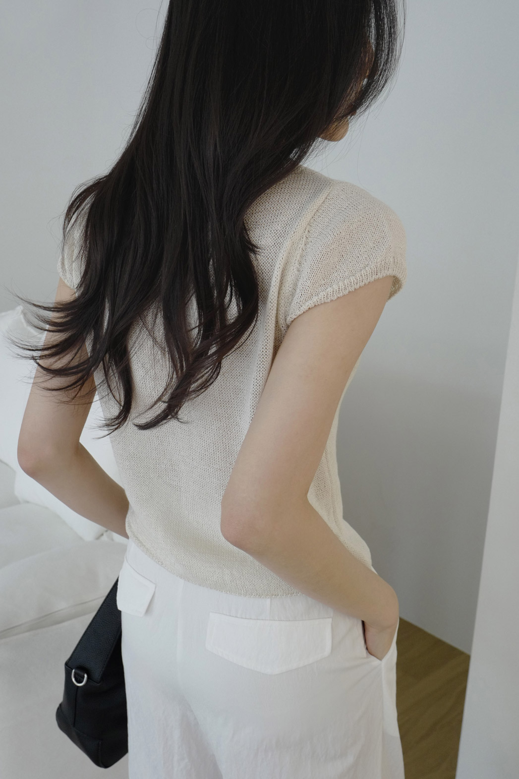ベルベットナイロンピンタックロングワイド無地パンツ春夏秋 | DHOLIC | 詳細画像35
