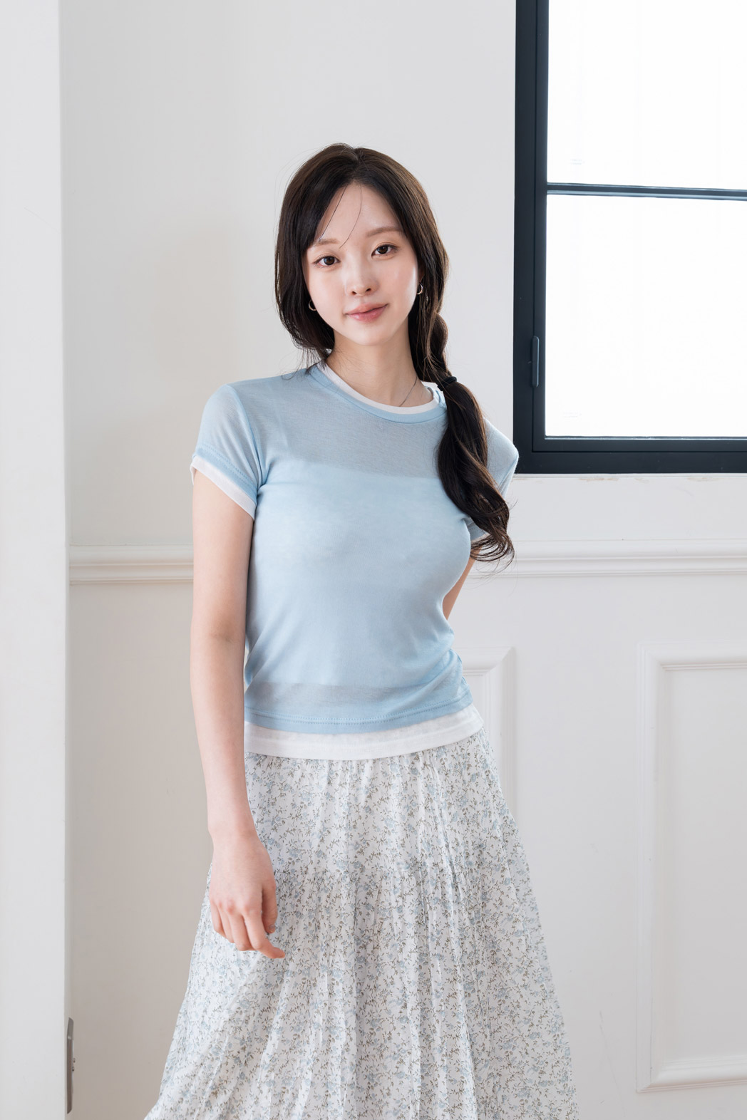 ラウンドネックレイヤード風半袖無地Tシャツ | DHOLIC | 詳細画像4