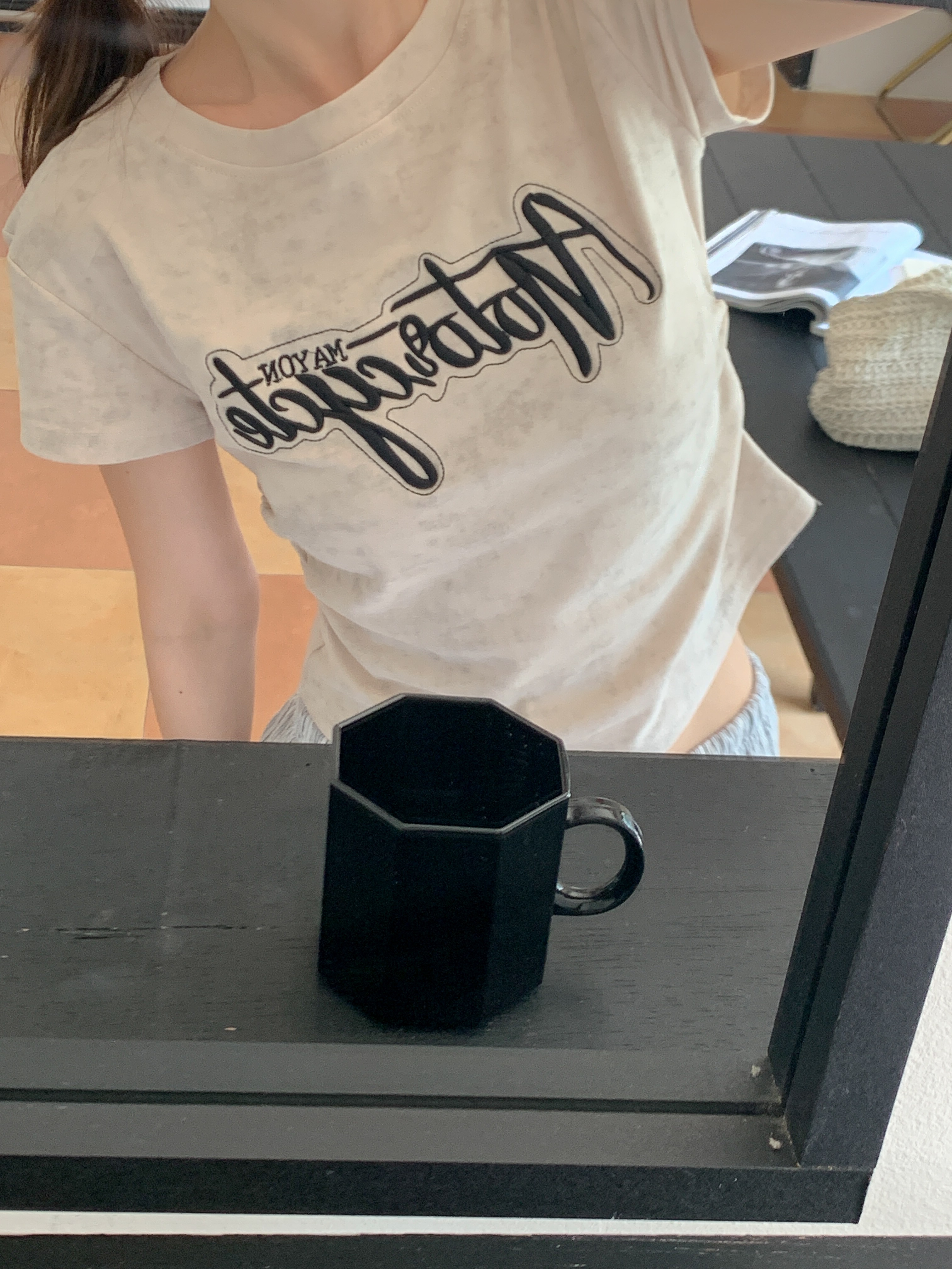 ラウンドネックシャーリング半袖レタリングTシャツ | 詳細画像6