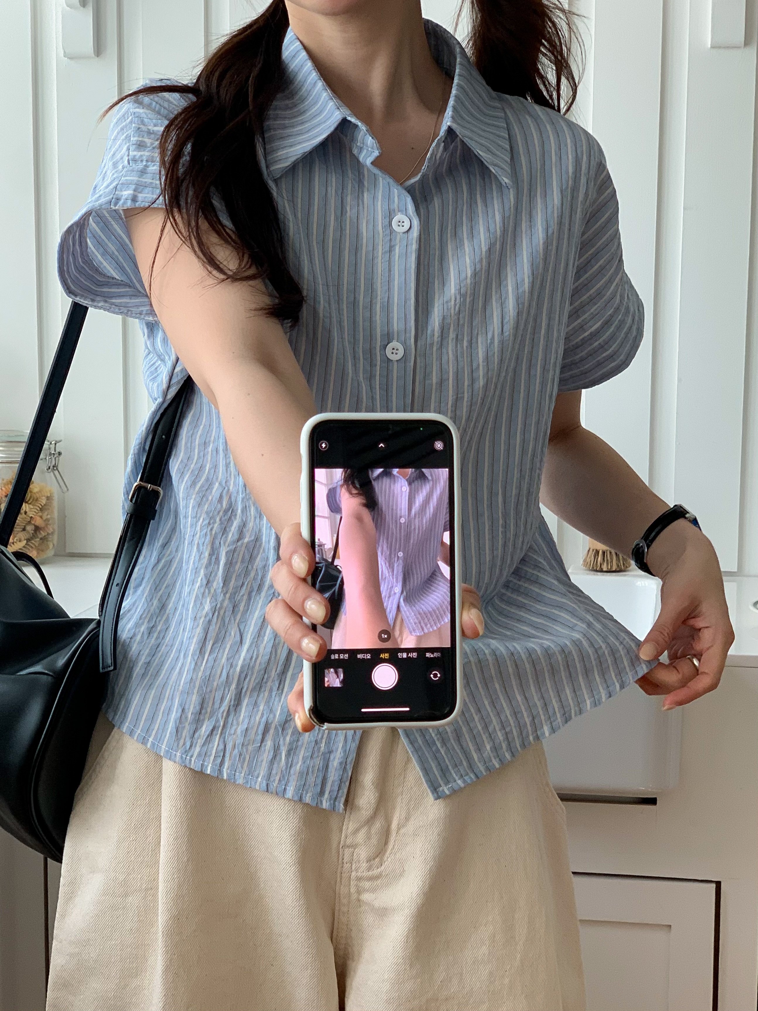 コットンカラーポケット半袖ストライプシャツ | 詳細画像20