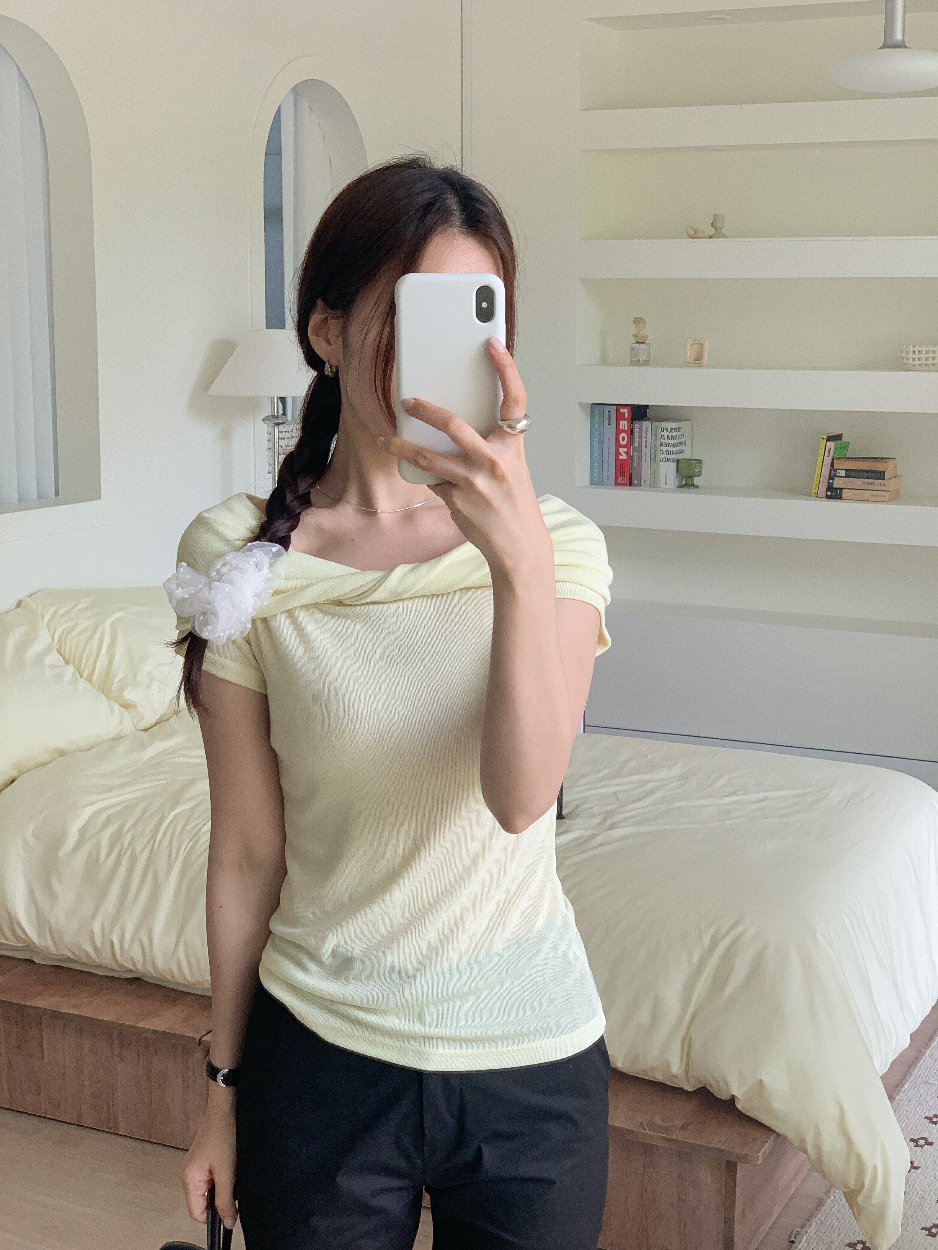 オフショルダーツイスト半袖Tシャツ | 詳細画像5