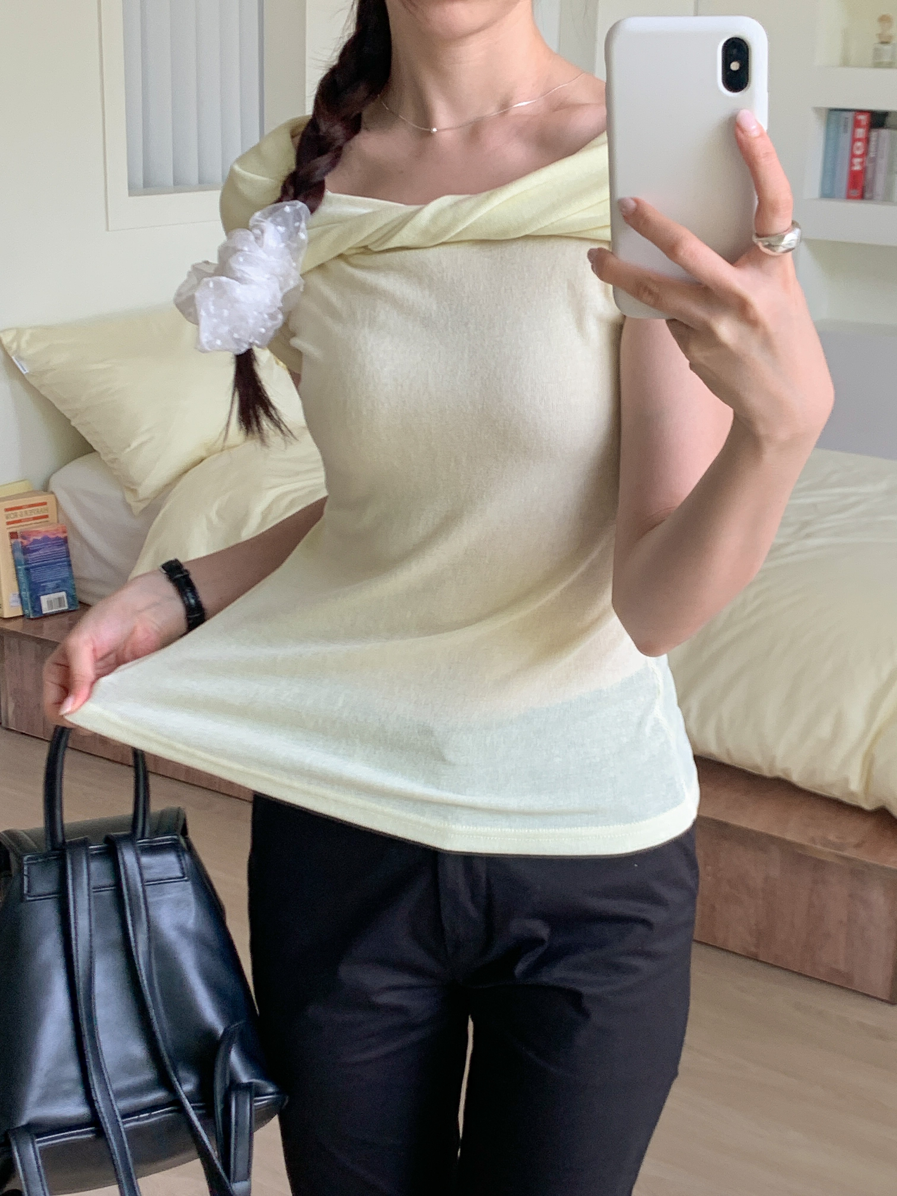 オフショルダーツイスト半袖Tシャツ | 詳細画像12