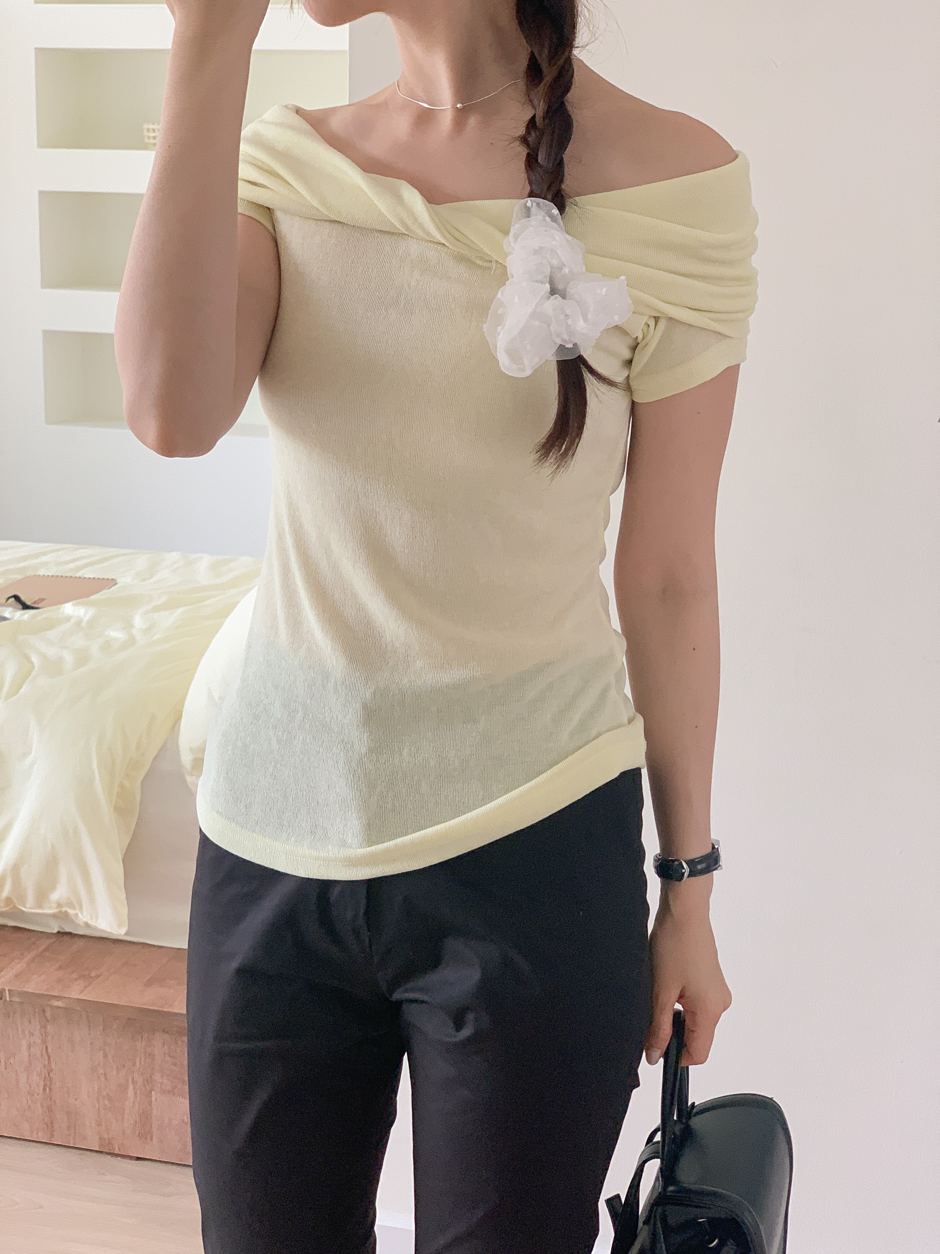 オフショルダーツイスト半袖Tシャツ | 詳細画像19