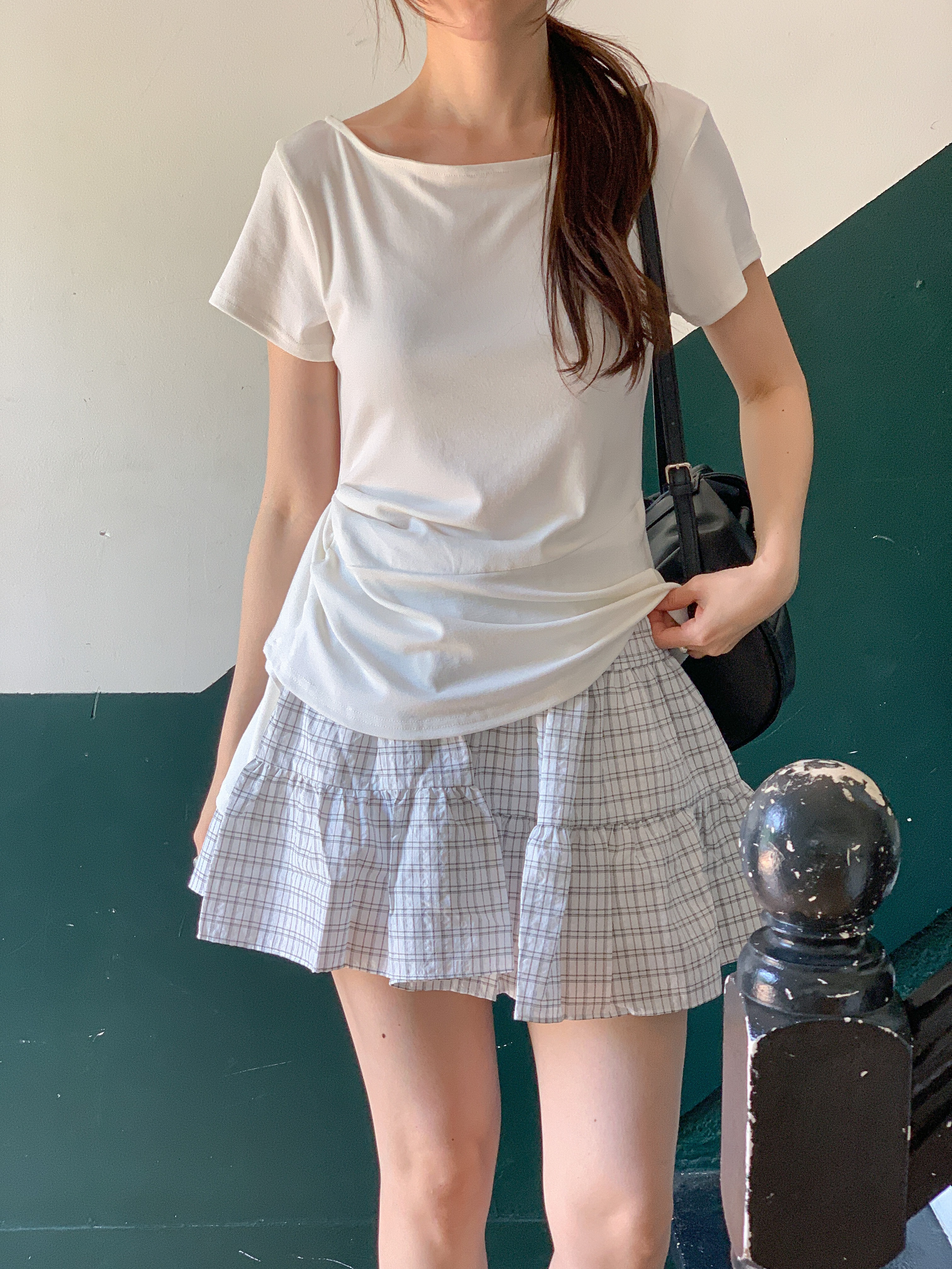 アンバランス半袖ギャザーTシャツ | 詳細画像6