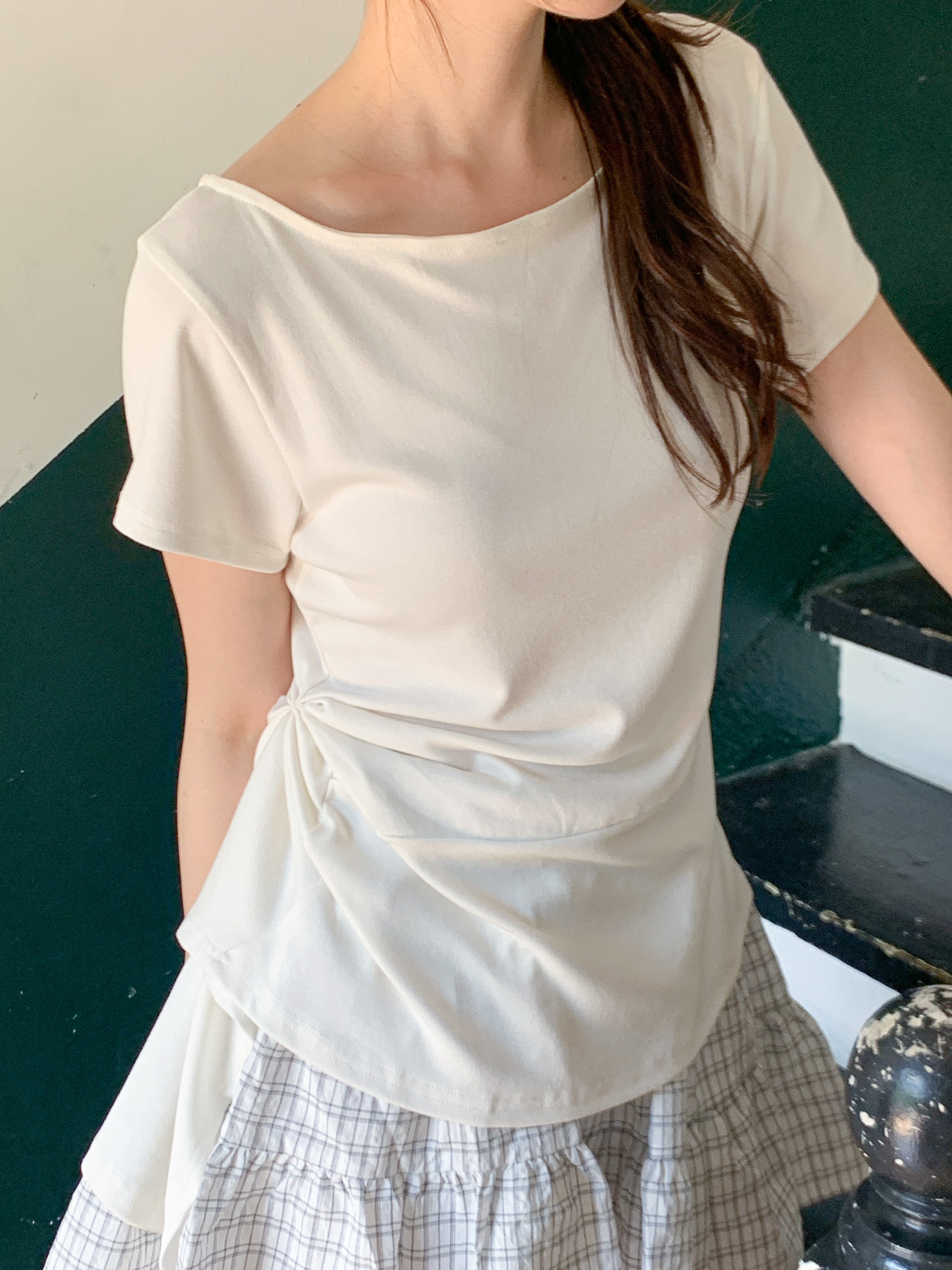 アンバランス半袖ギャザーTシャツ | 詳細画像9