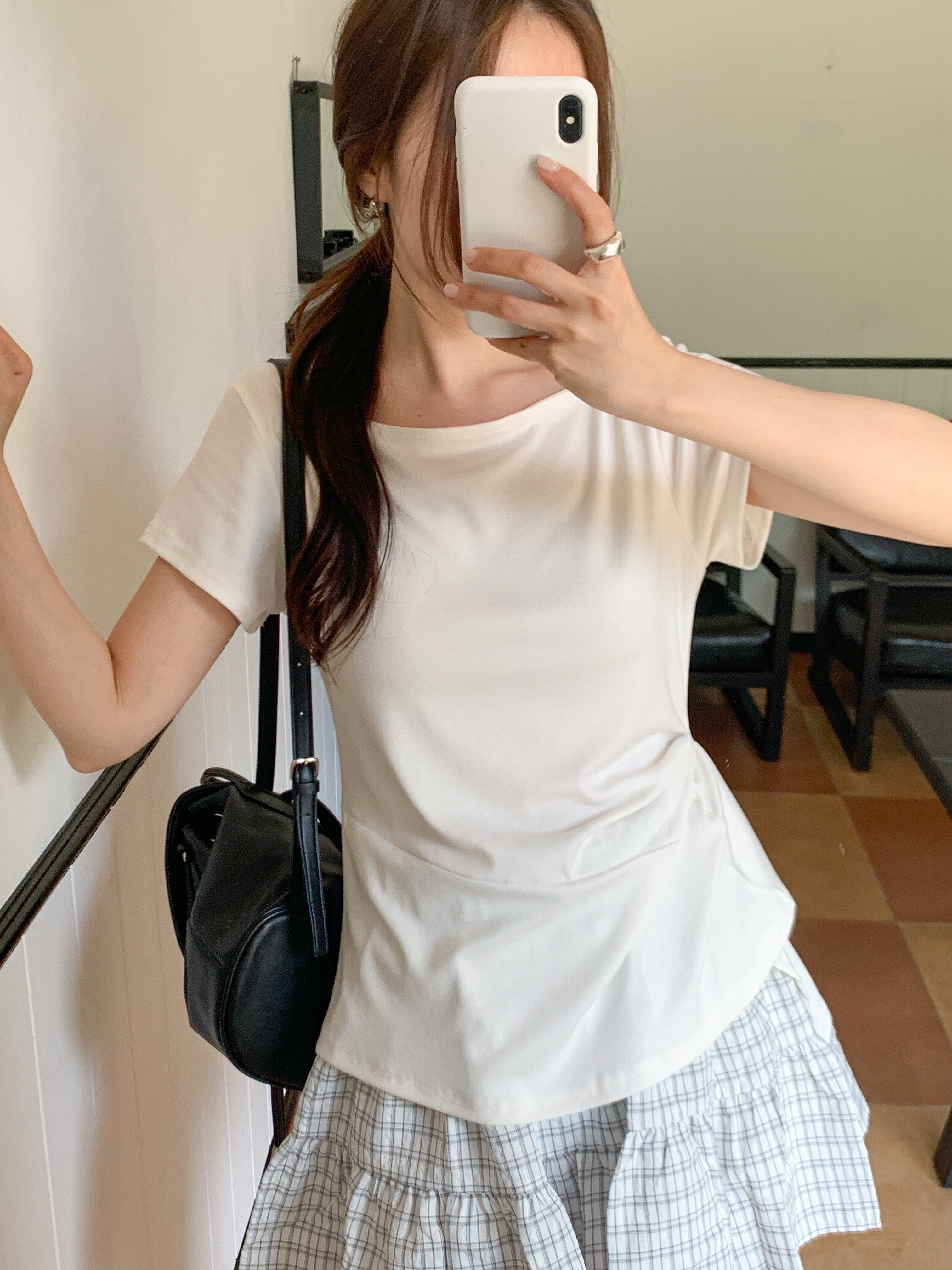 アンバランス半袖ギャザーTシャツ | 詳細画像13
