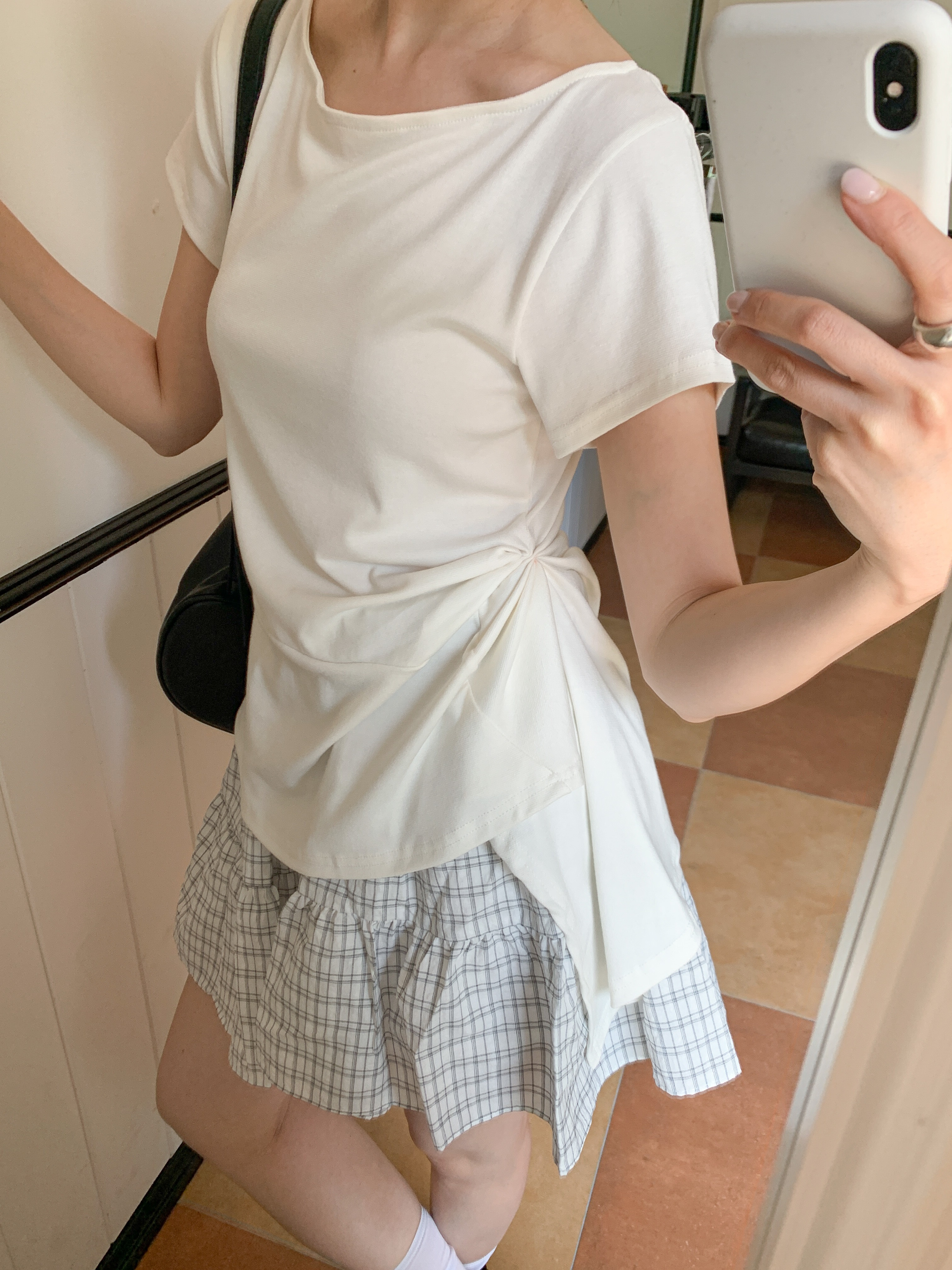 アンバランス半袖ギャザーTシャツ | 詳細画像15