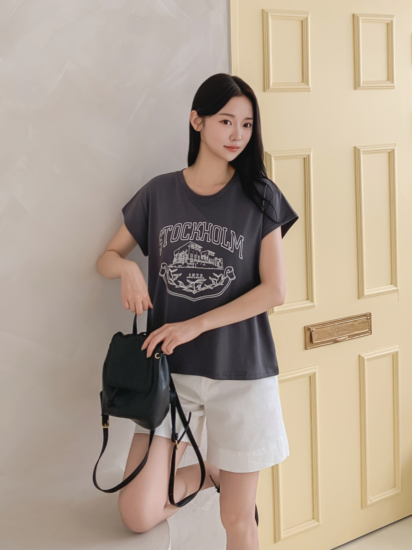 ラウンドネックキャップスリーブ半袖プリントTシャツ | 詳細画像8