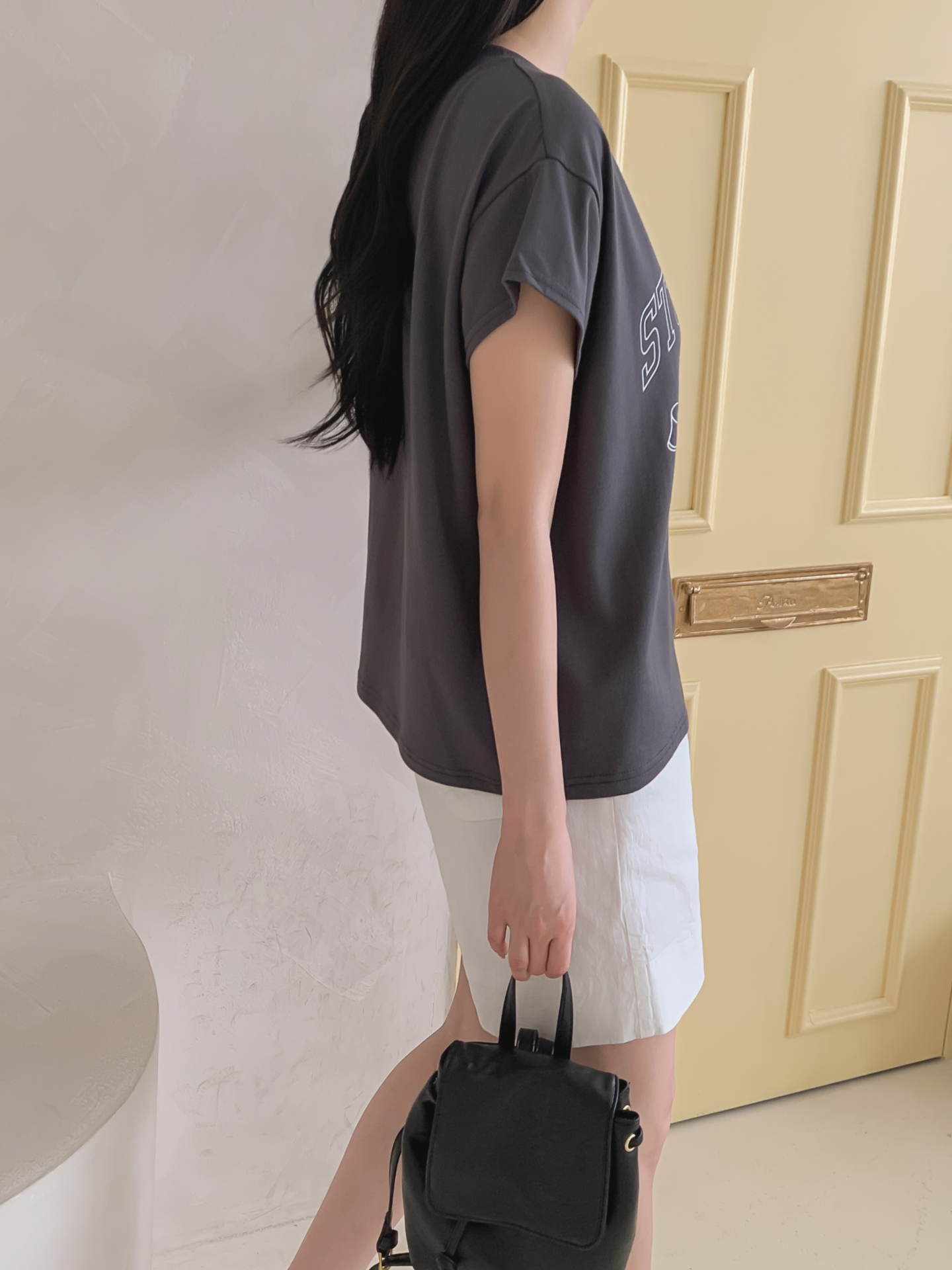 ラウンドネックキャップスリーブ半袖プリントTシャツ | 詳細画像12