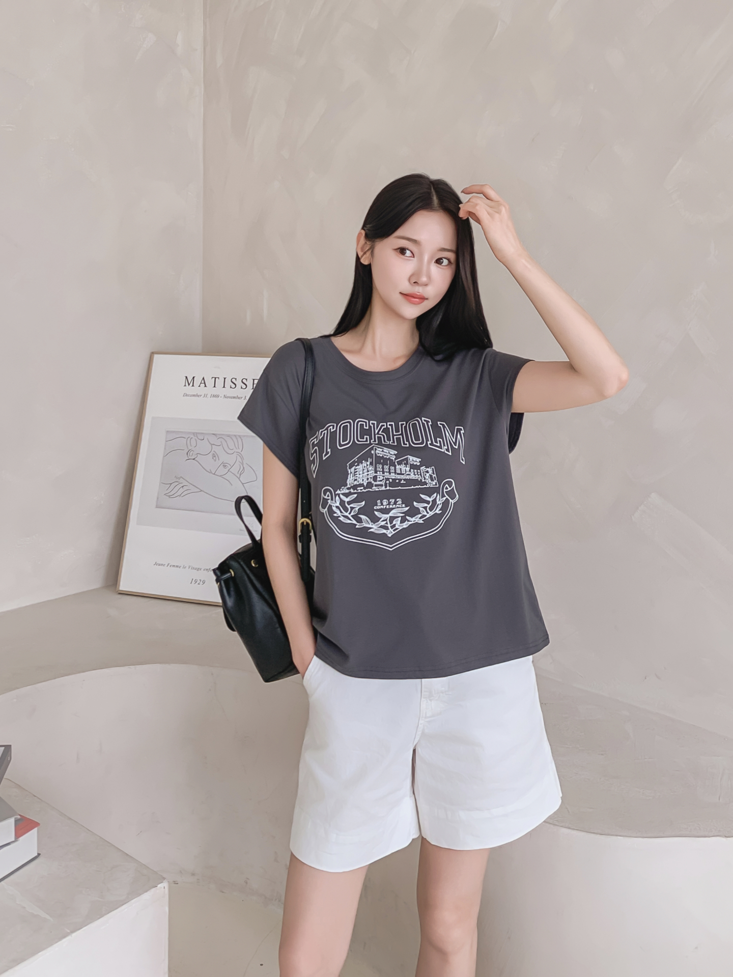 ラウンドネックキャップスリーブ半袖プリントTシャツ | 詳細画像16