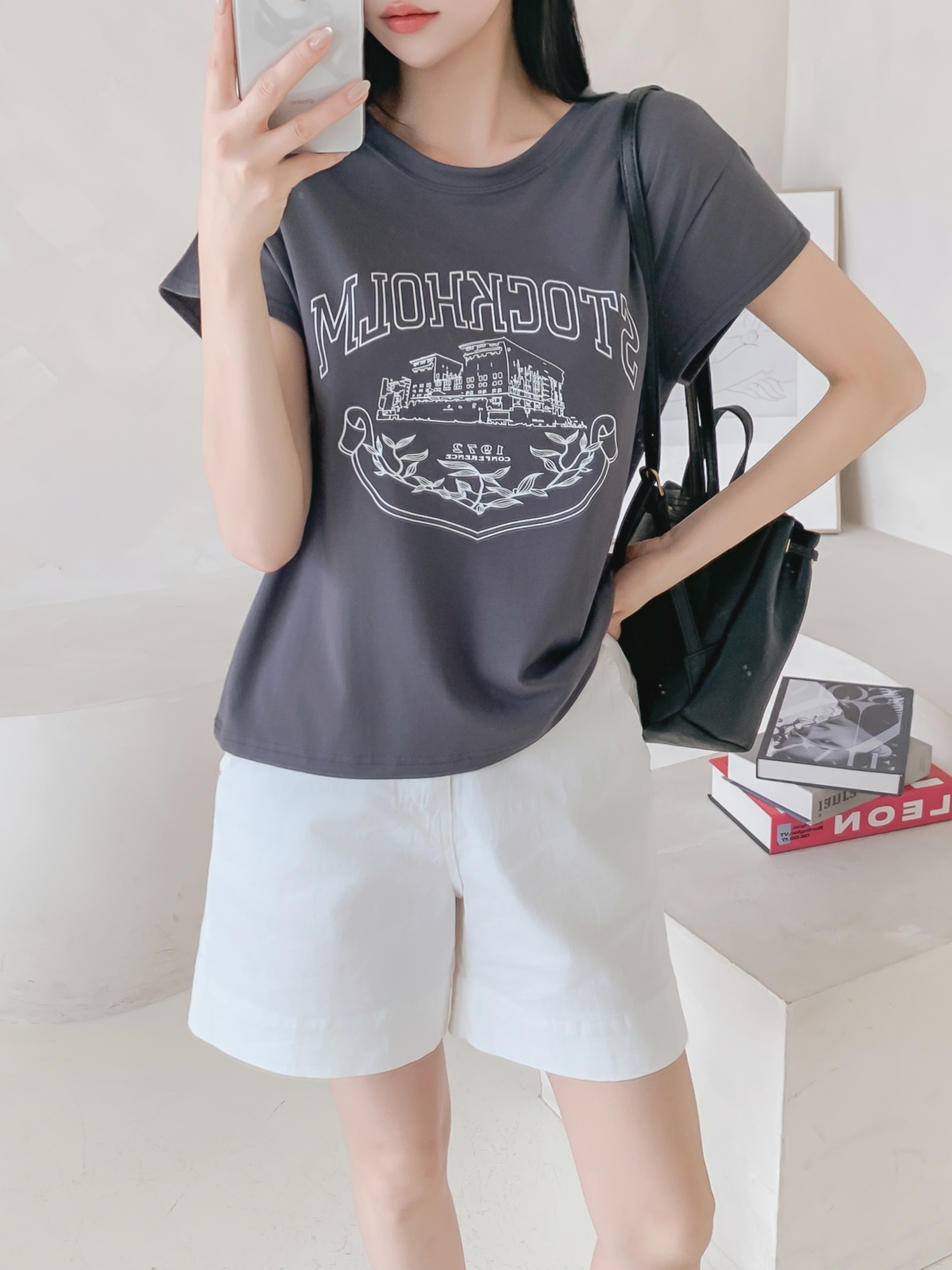 ラウンドネックキャップスリーブ半袖プリントTシャツ | 詳細画像17